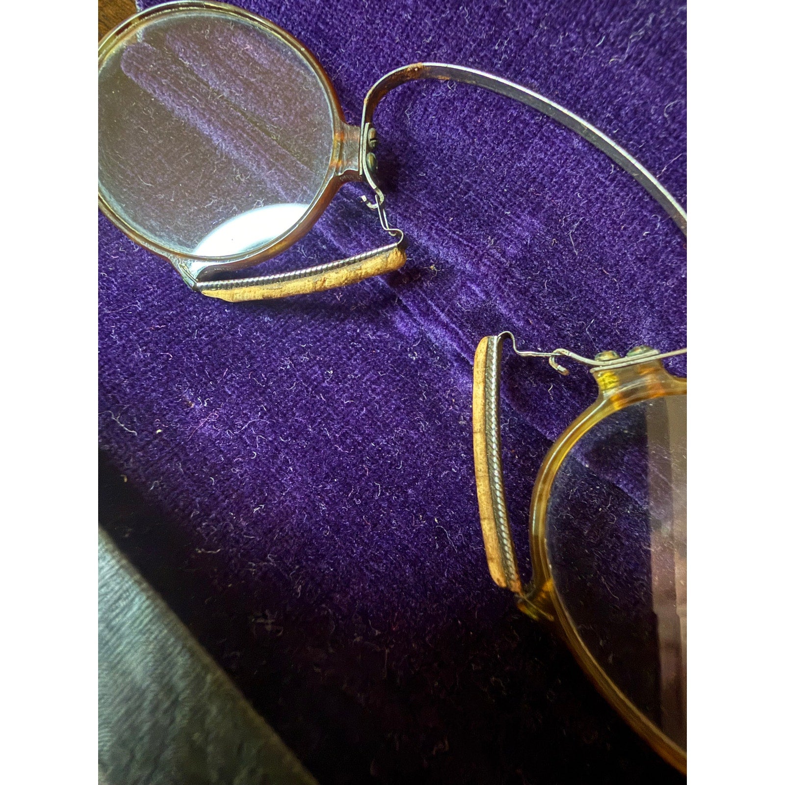 Antique Pince Nez Nose Clip Glasses w/ Tortoise Nose Pieces