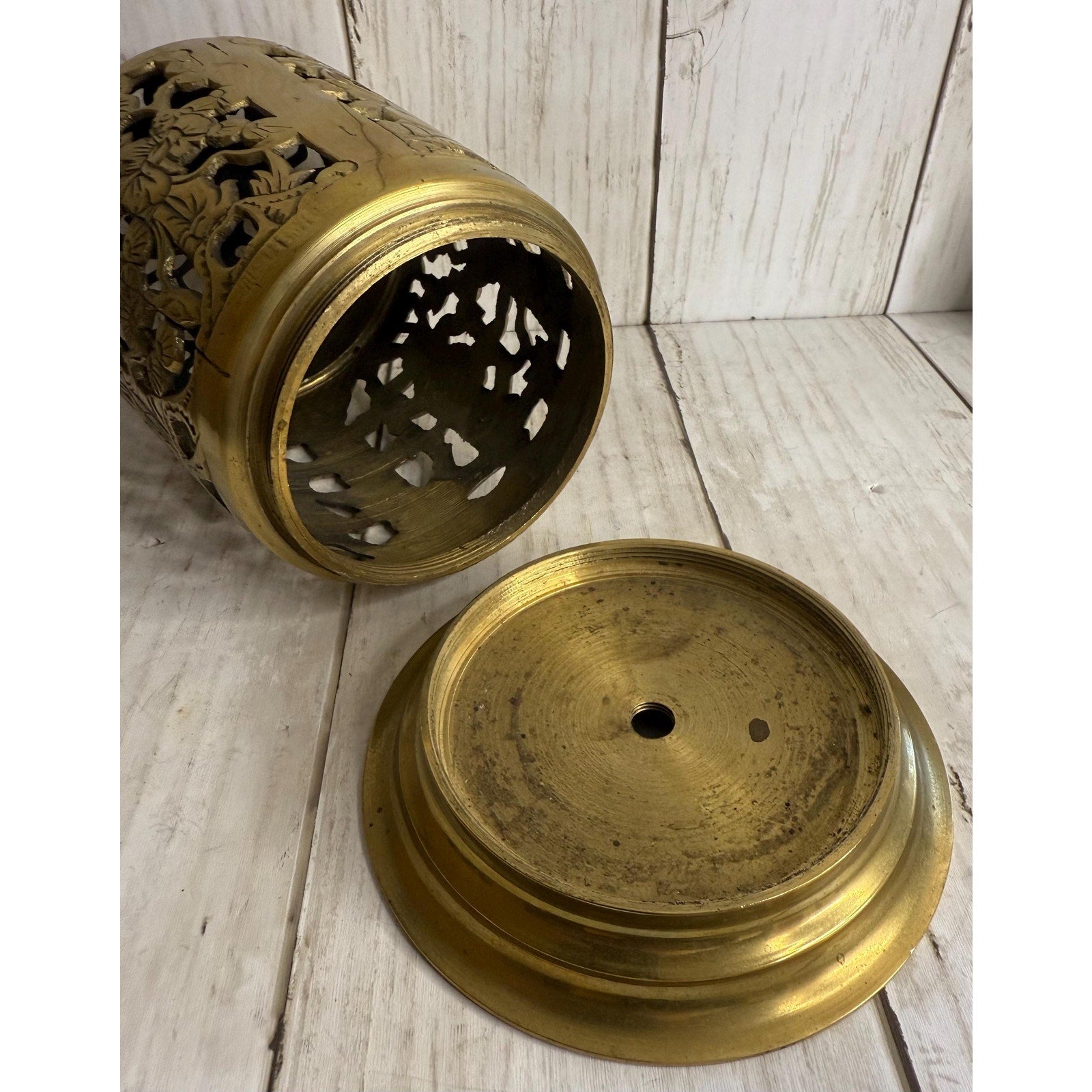 Brass Chinese Candle or Incense Holder