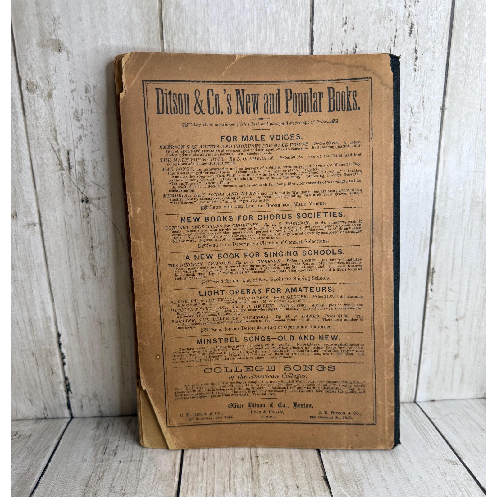 Antique College Sheet Music 1887