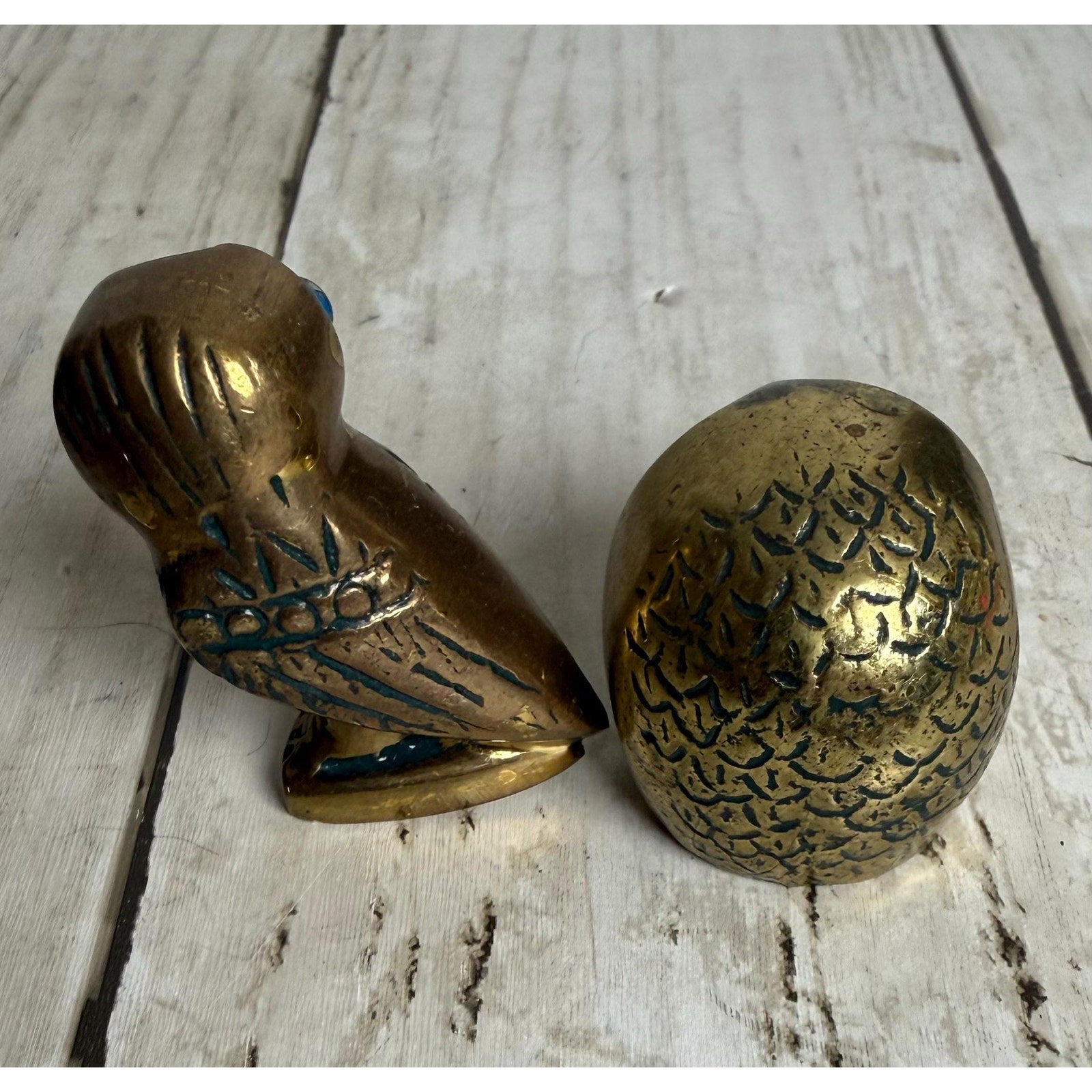 Pair of Miniature Brass Owls