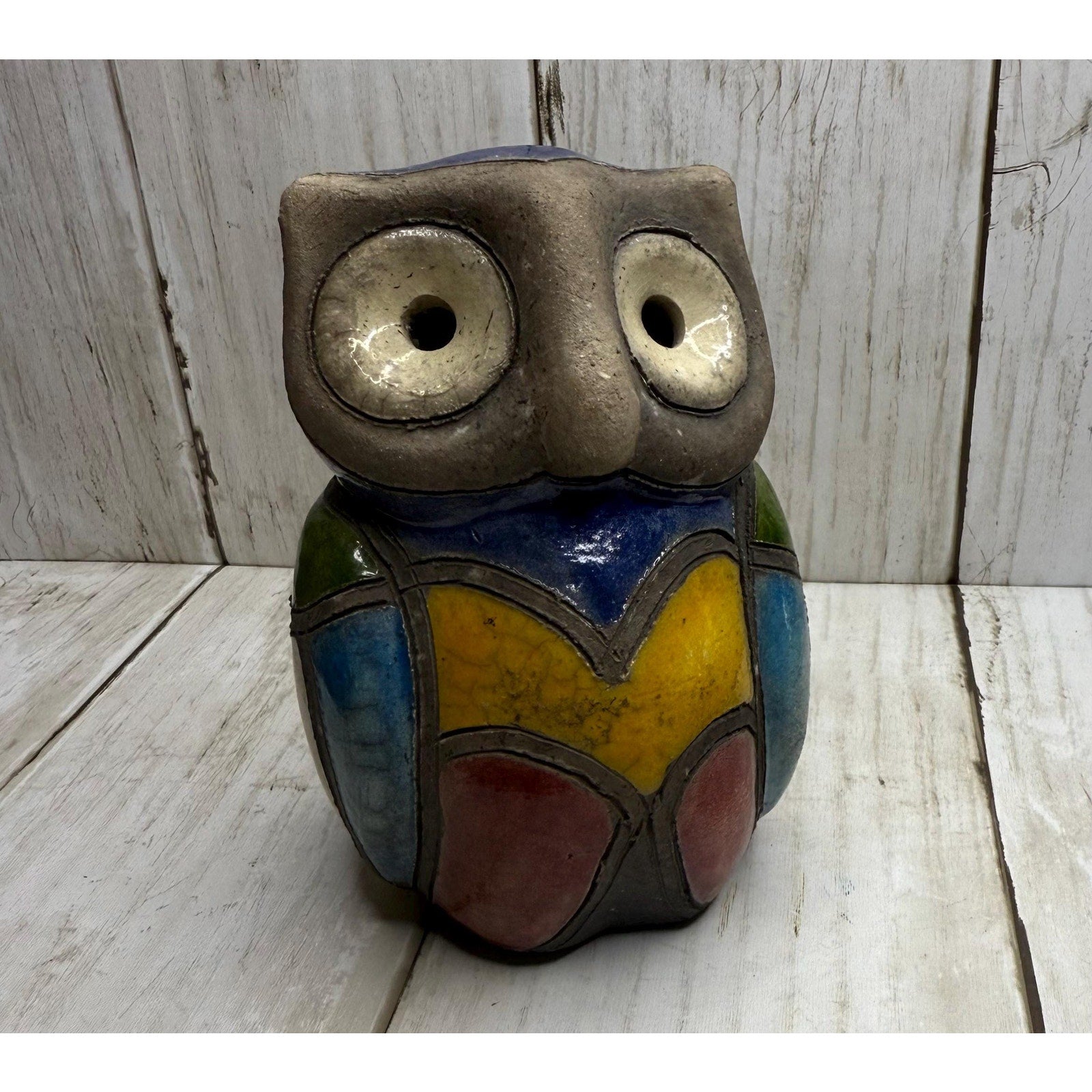 Raku Pottery Owl - Signed