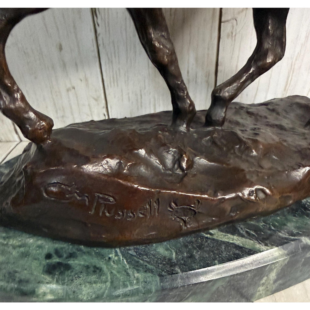 American Bronze Sculpture by Charles Marion Russell cir 1926 Will Rogers