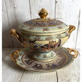 Hand Painted Satsuma Lidded Compote With Under Plate