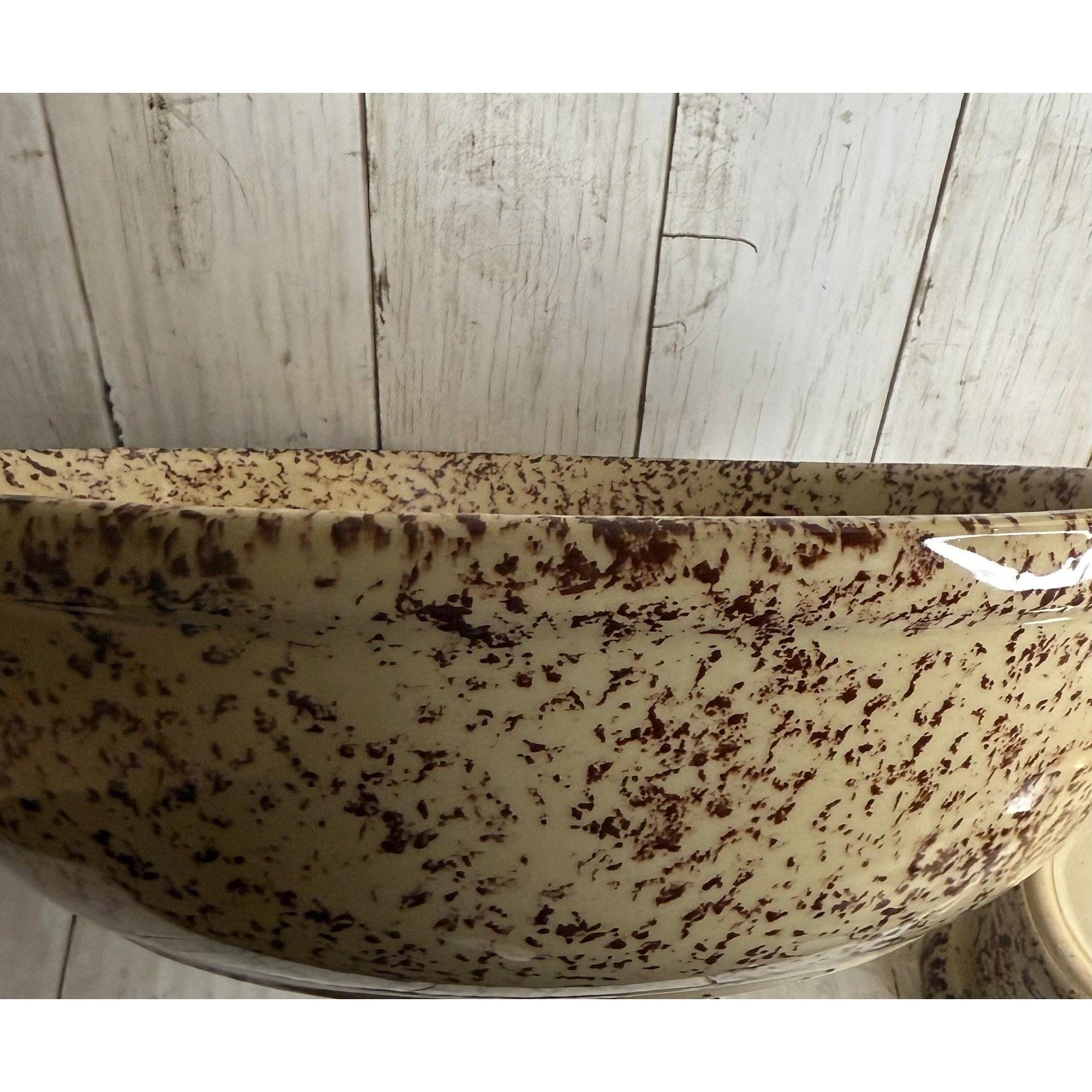 Western Stoneware Spongeware Serving Bowl and Dish