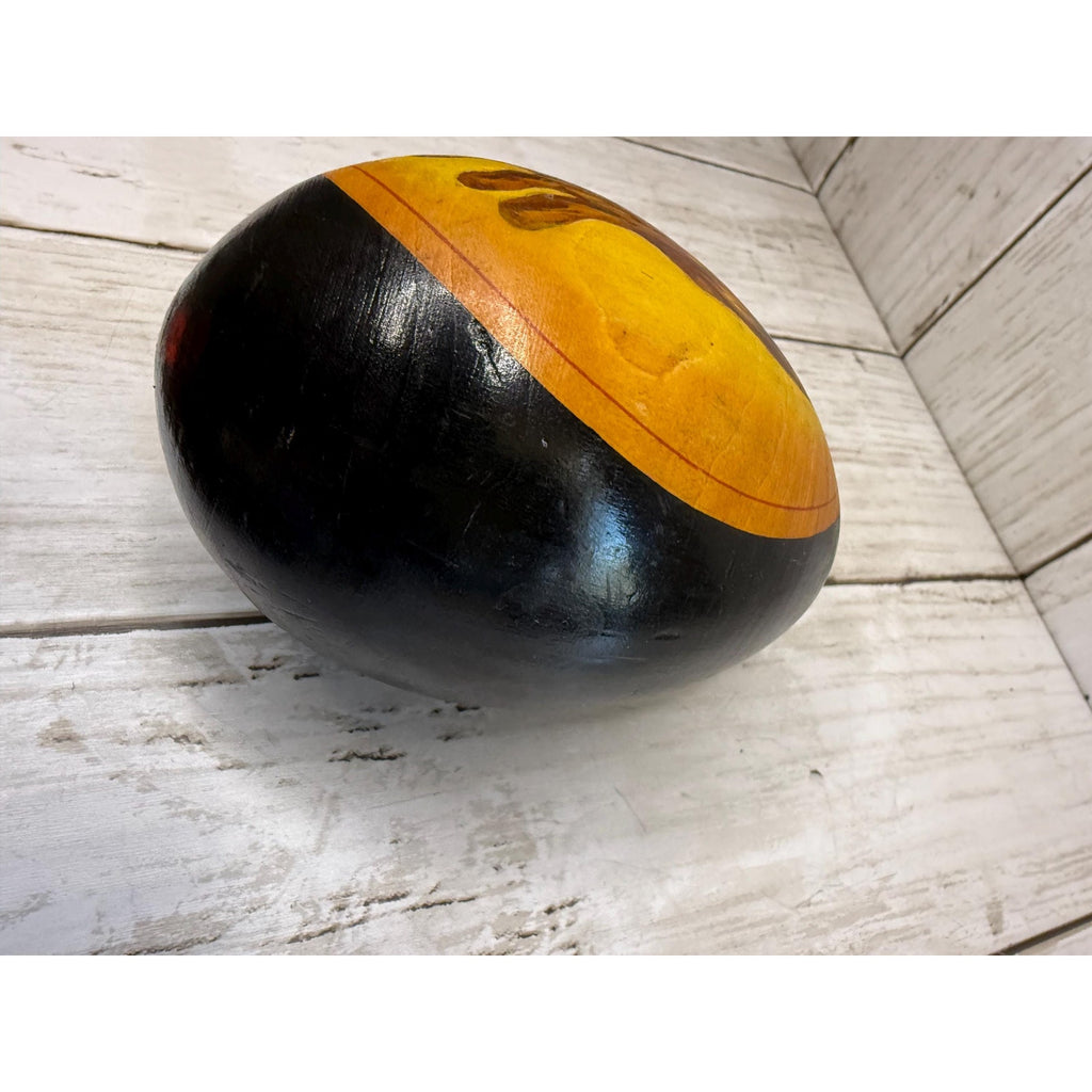 Jesus, Mother Mary Orthodox Russian Black Lacquer Wooden Hand Painted Egg