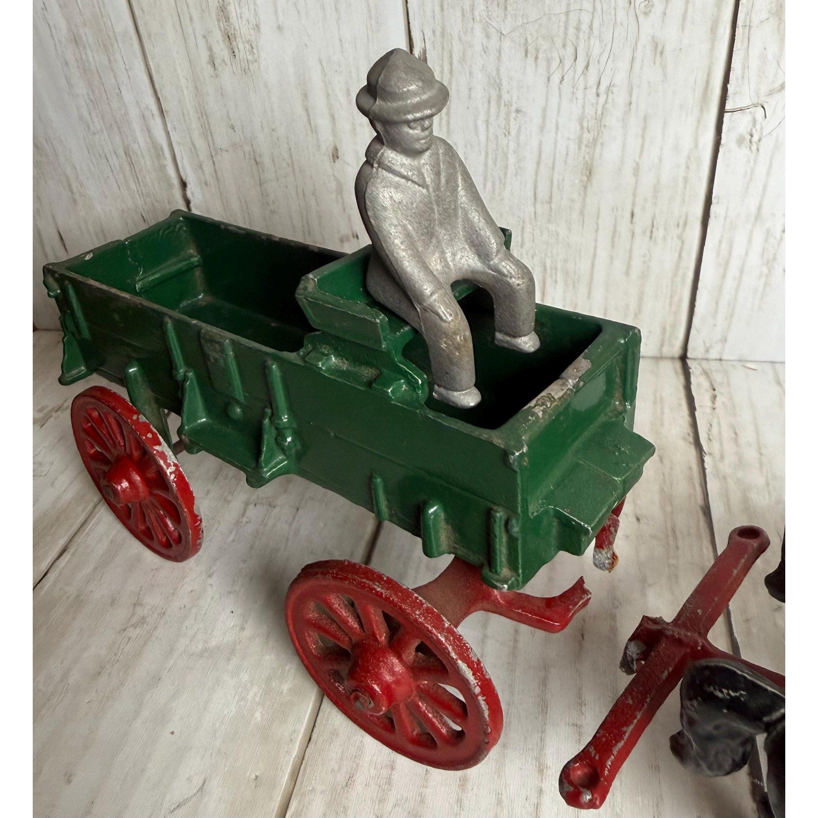 Stanley Horse Drawn Farm Hay Work Cast Wagon w/Driver Toy