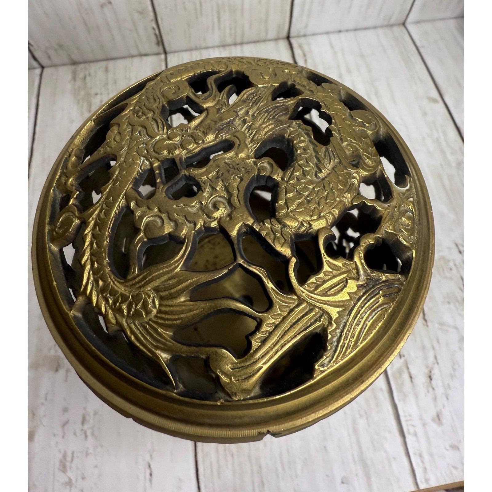Brass Chinese Candle or Incense Holder