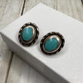 Silver and Turquoise Oval Earrings