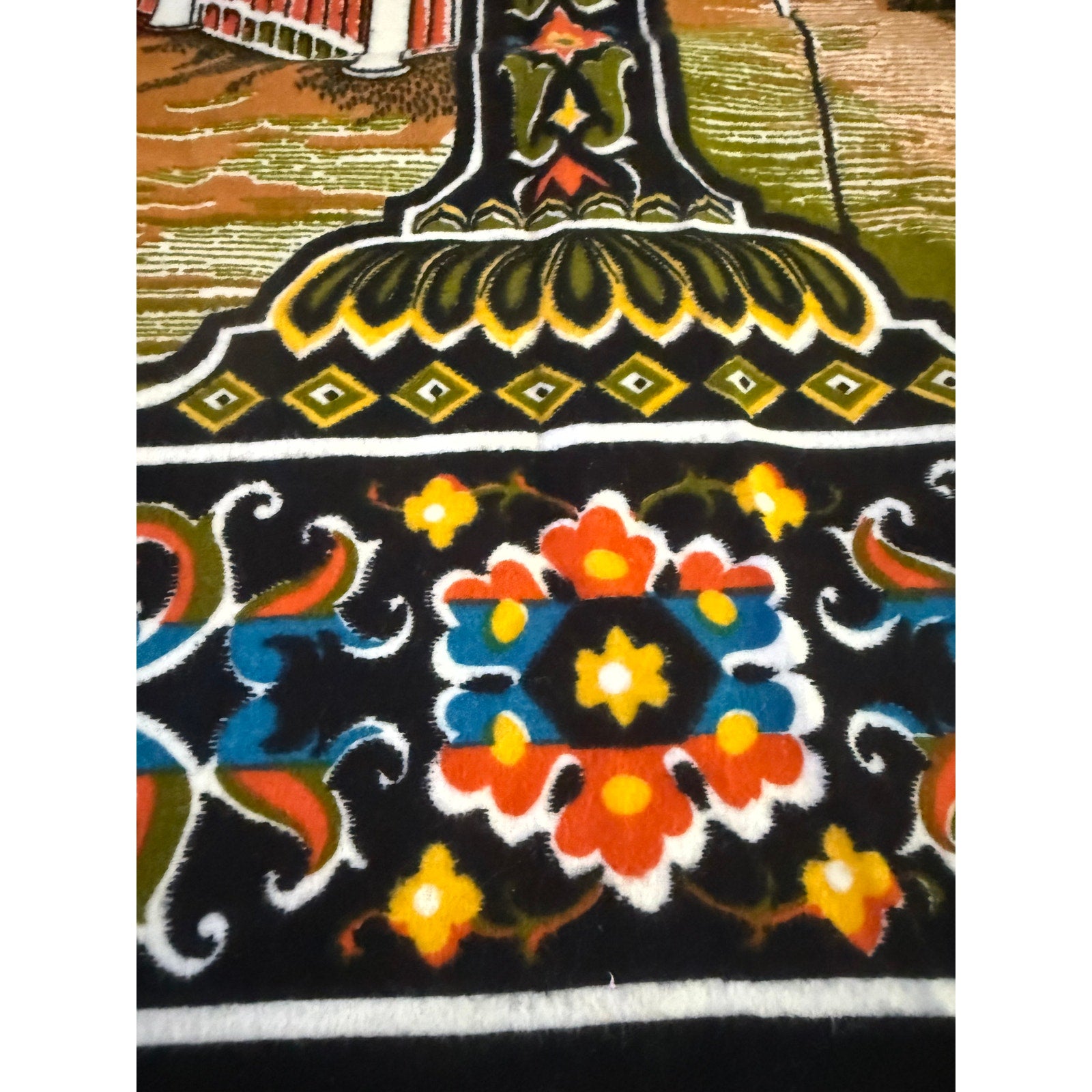 Turkish Velvet Wall Tapestry Featuring Scenes of Masjid al-Haram in Mecca