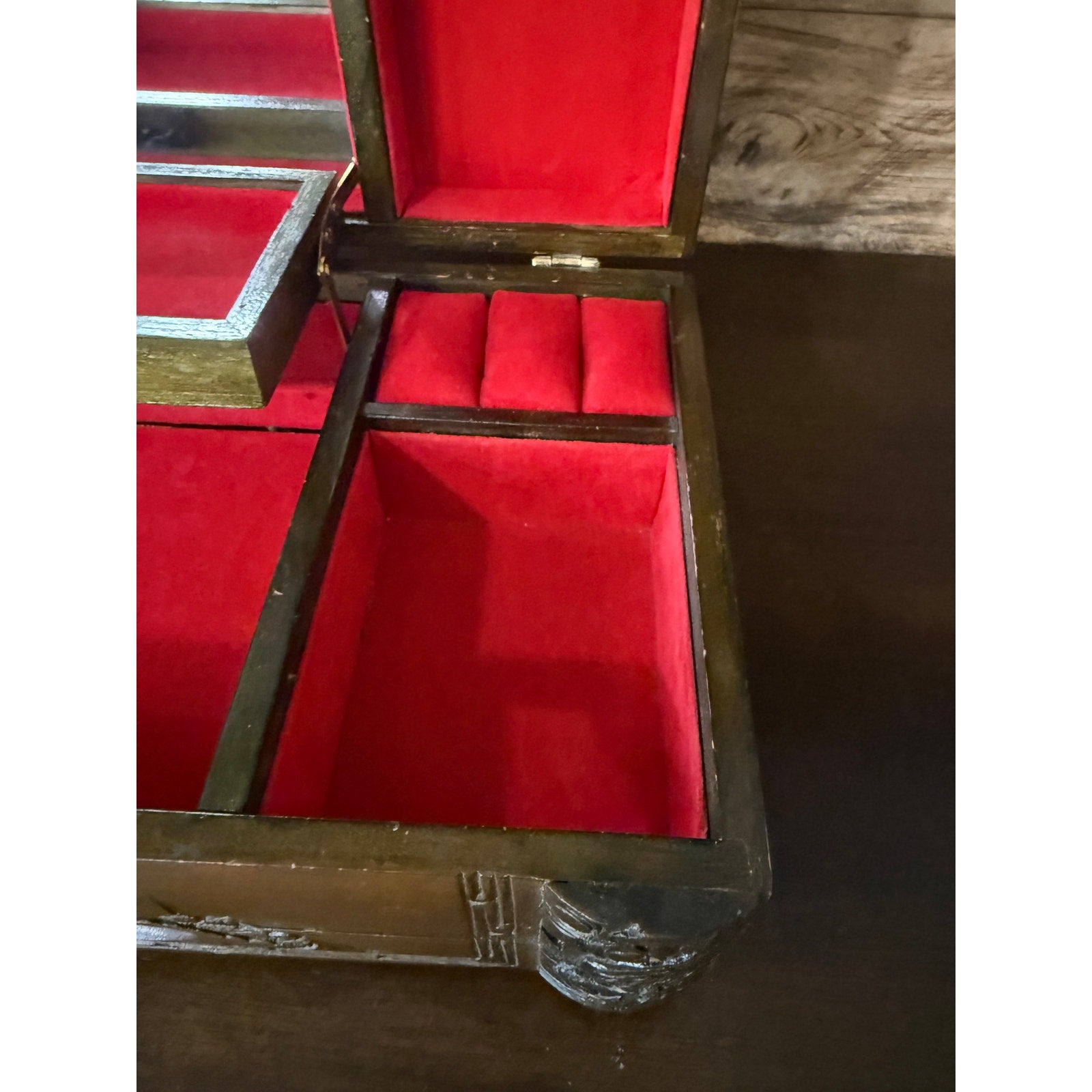 Hand-Carved Asian Wooden Jewelry Music Box