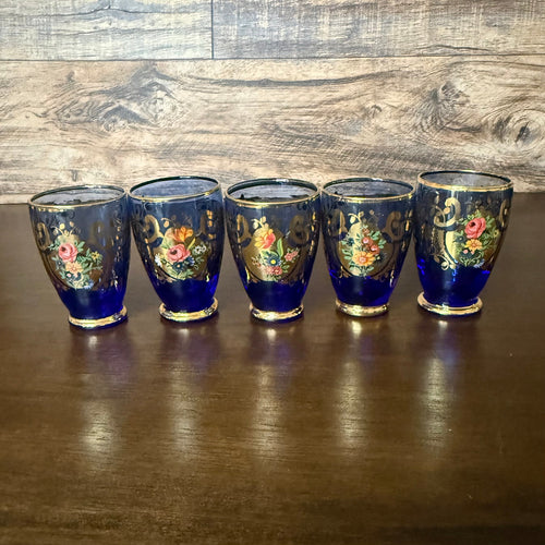 "Tre Fuochi" (Three Fires) Style Cobalt Blue Glass Decanter Set