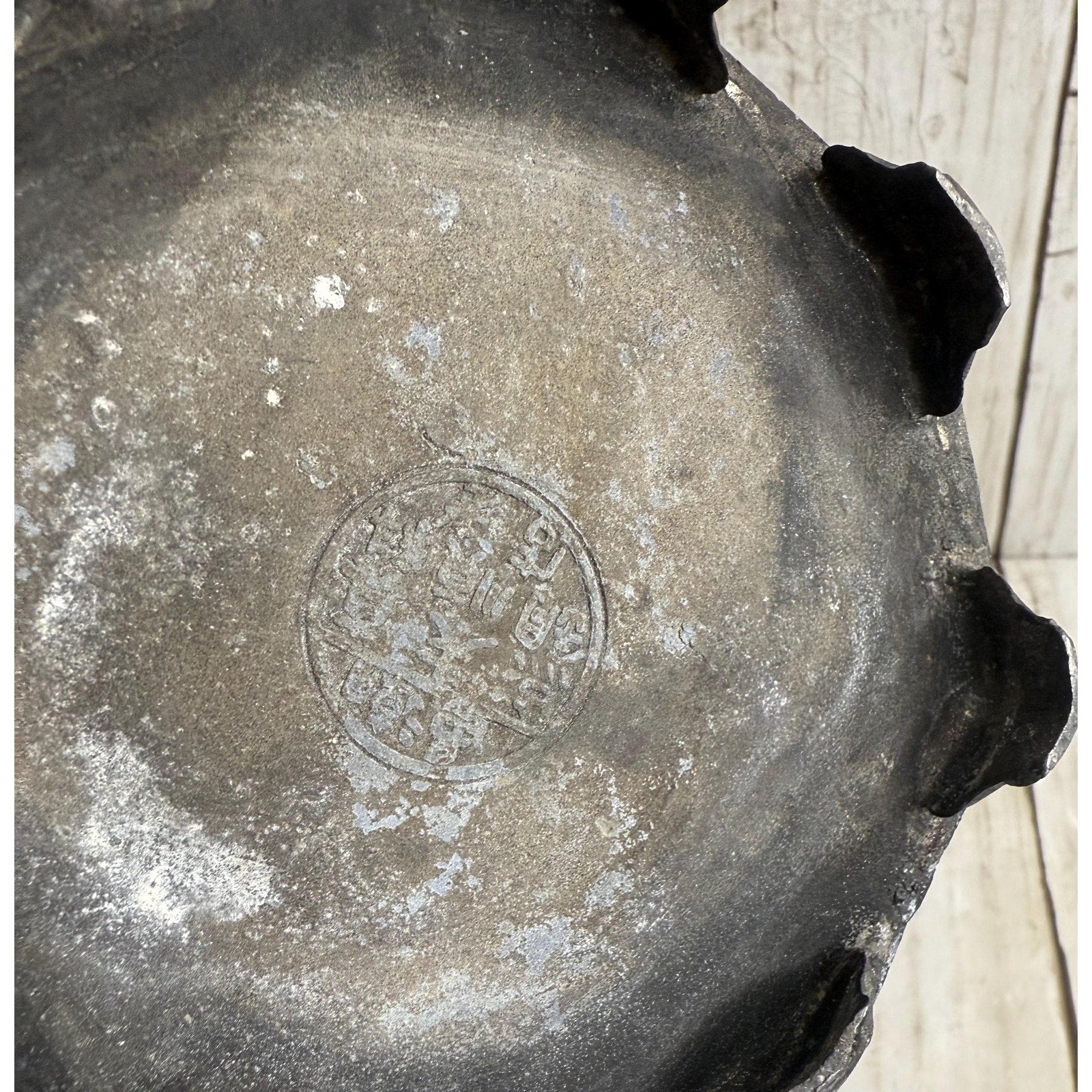 Antique Pewter and Painted Panel Chinese Teapot