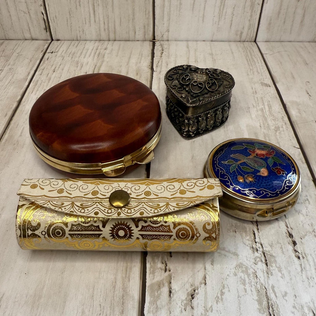 Lipstick Case, Pill Box, Heart Box, and Compact