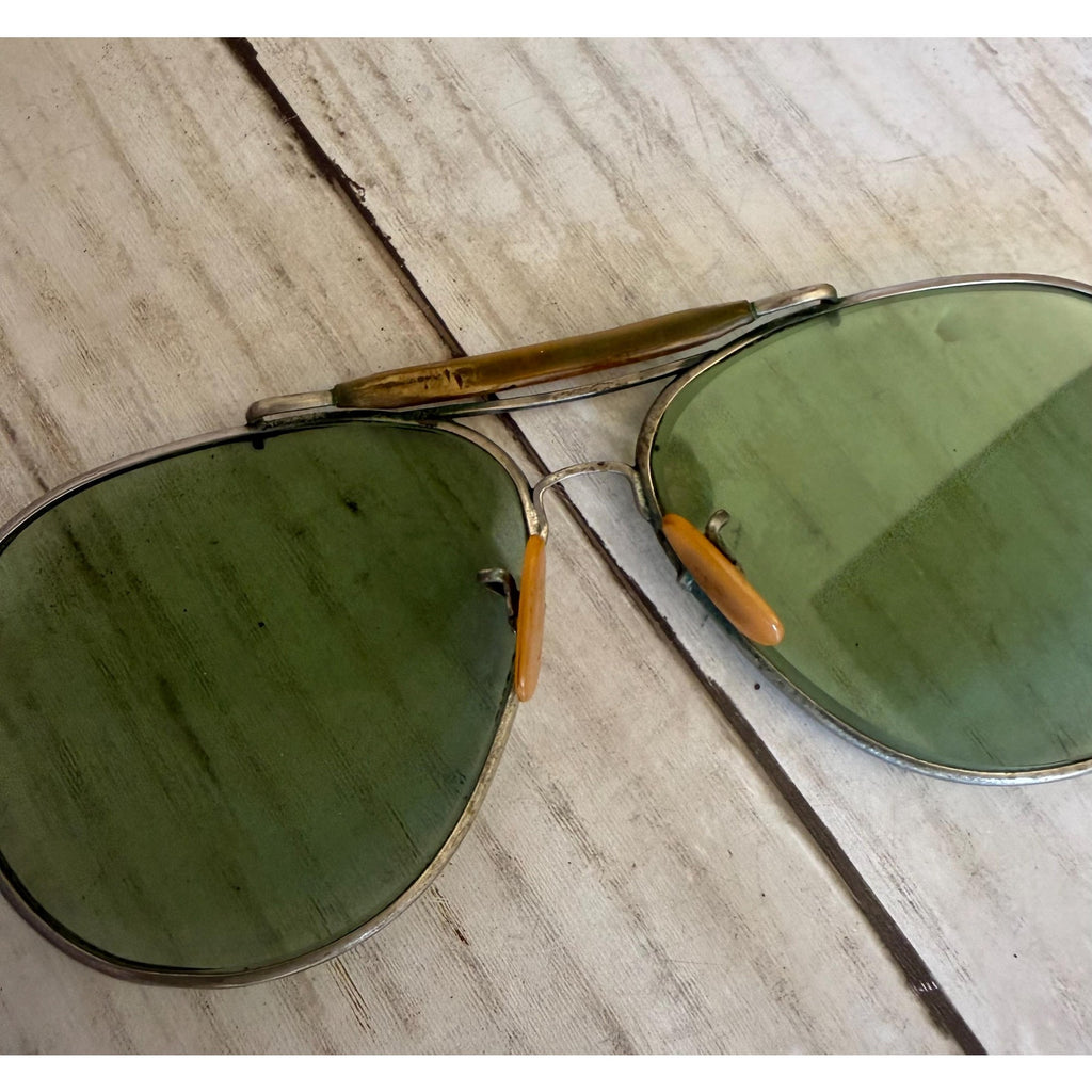1940's Aviator WWII Bauch & Lomb USAAF Green Glasses