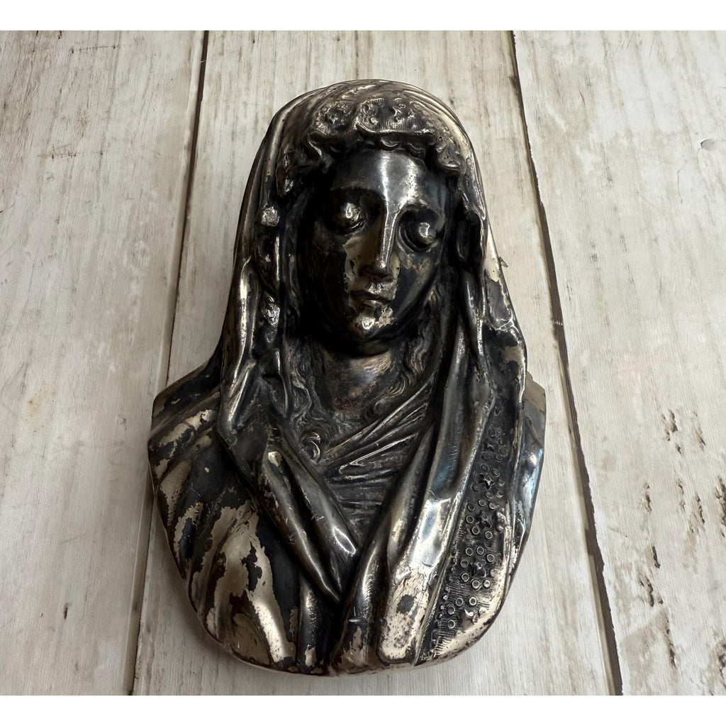 Small JB Jennings Pewter and Silver Coated Mary Wall Figure