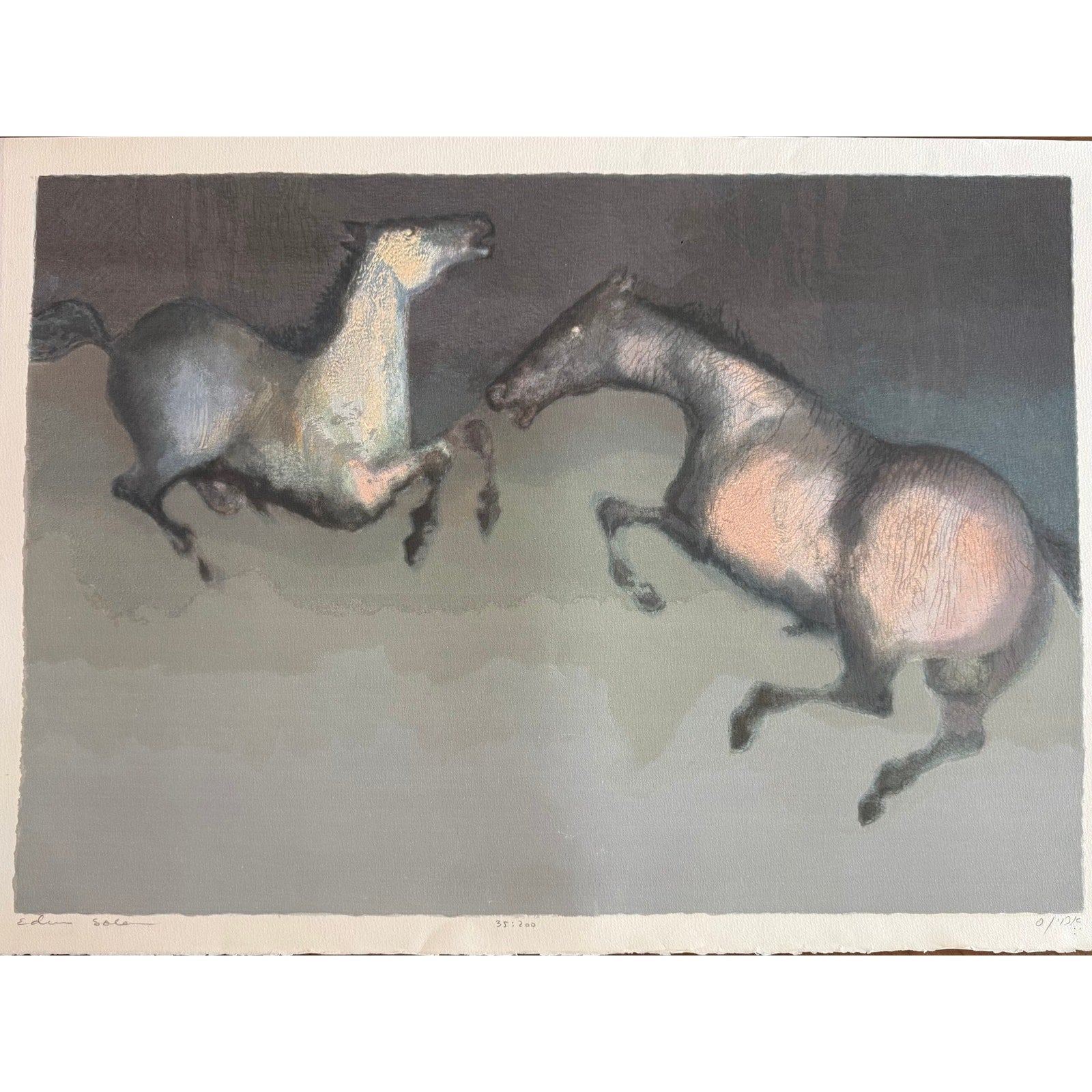 Limited-edition serigraph titled "Wild Horses" by Romanian-Israeli artist Edwin Salomon