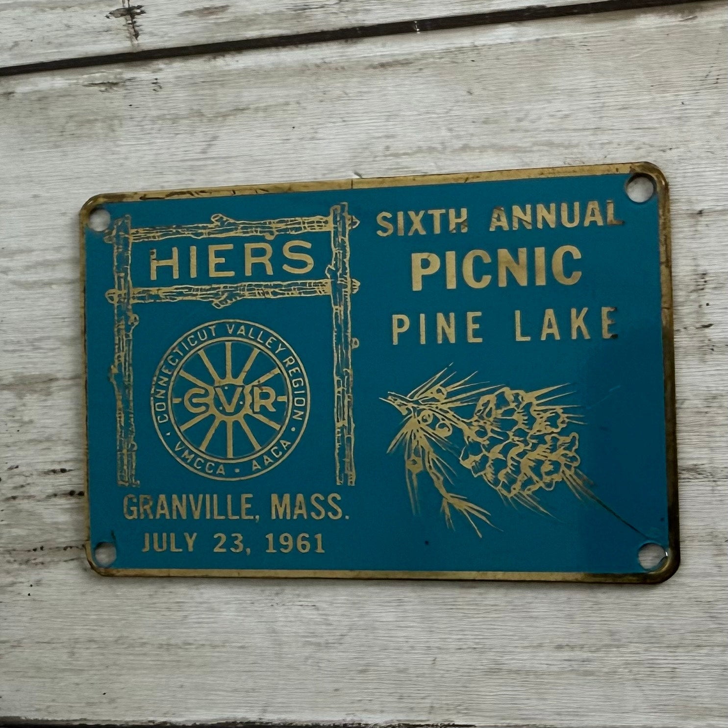 1961 6th Annual Connecticut Valley Region Picnic Pine Lake Granville Dash Plaque