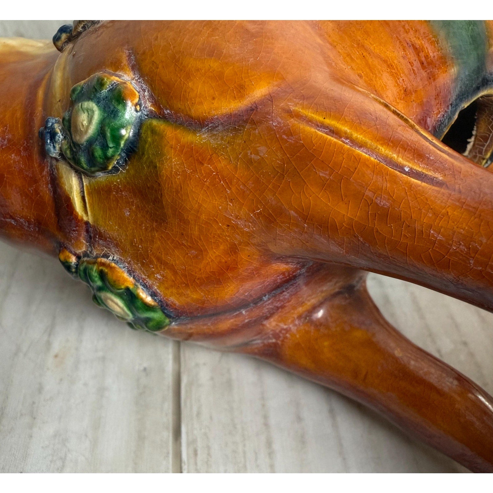 Tang Dynasty Vintage Sancai Glazed Reproduction Horse 8.5 inches