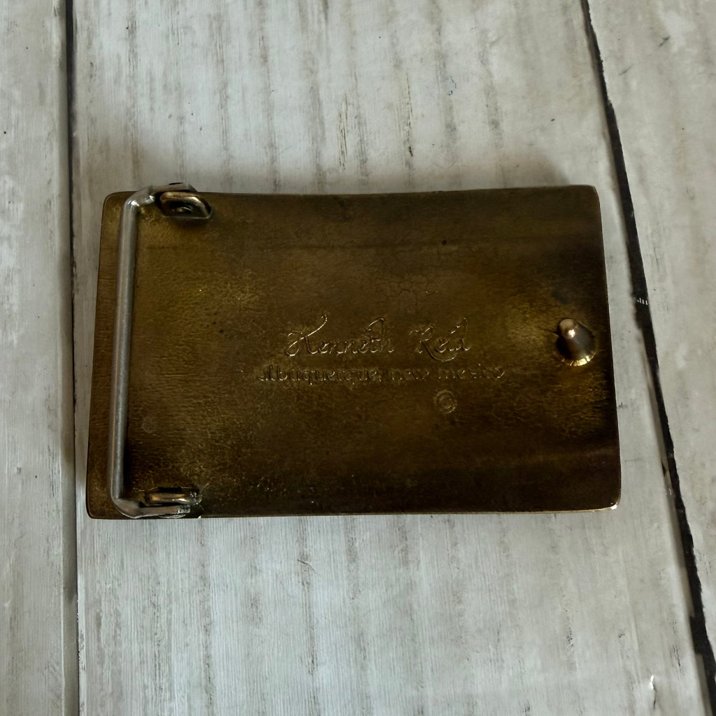 Kenneth Reid Scenic Wooden and Brass Belt Buckle