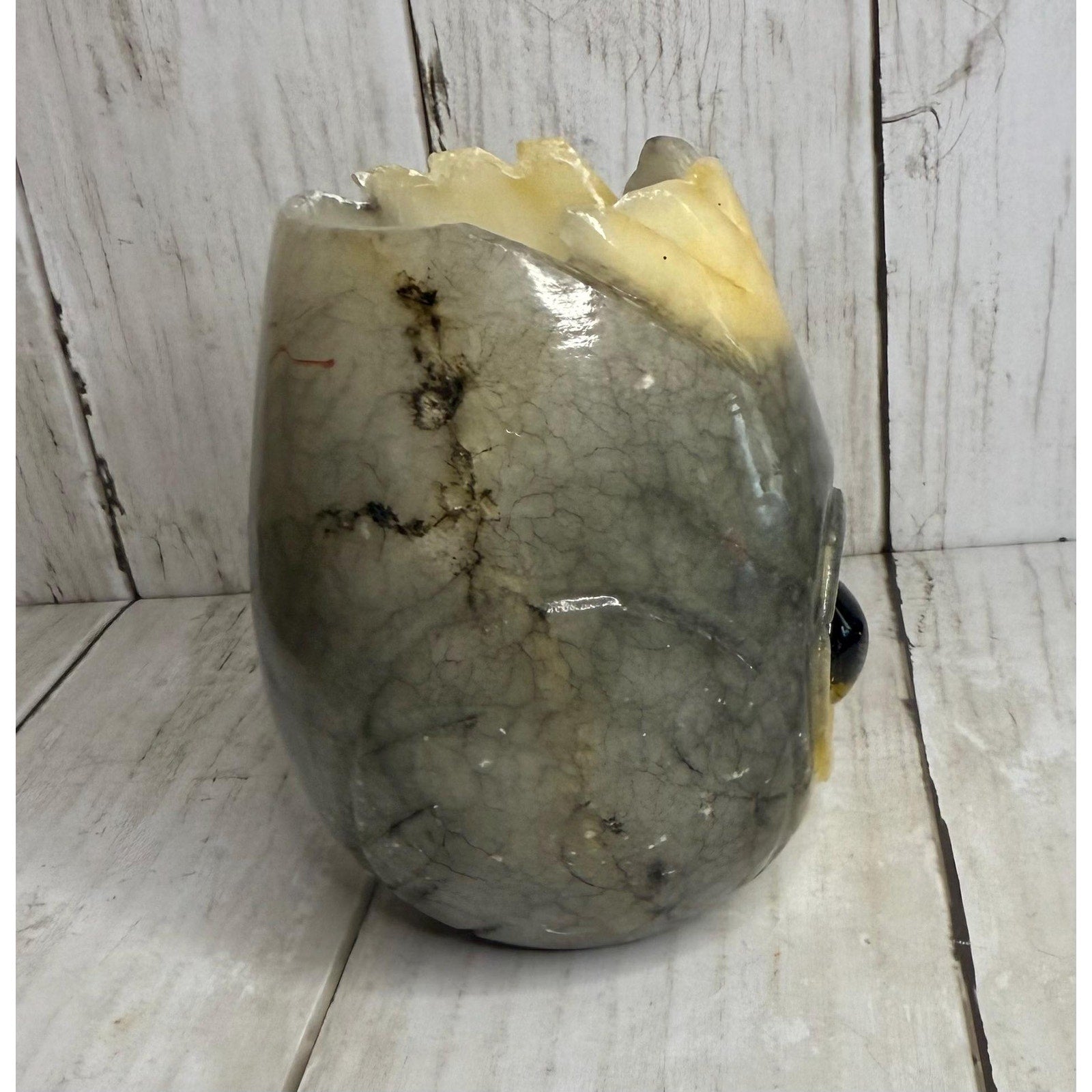 Alabaster Stone Owl Candle Holder - stands 4 inches