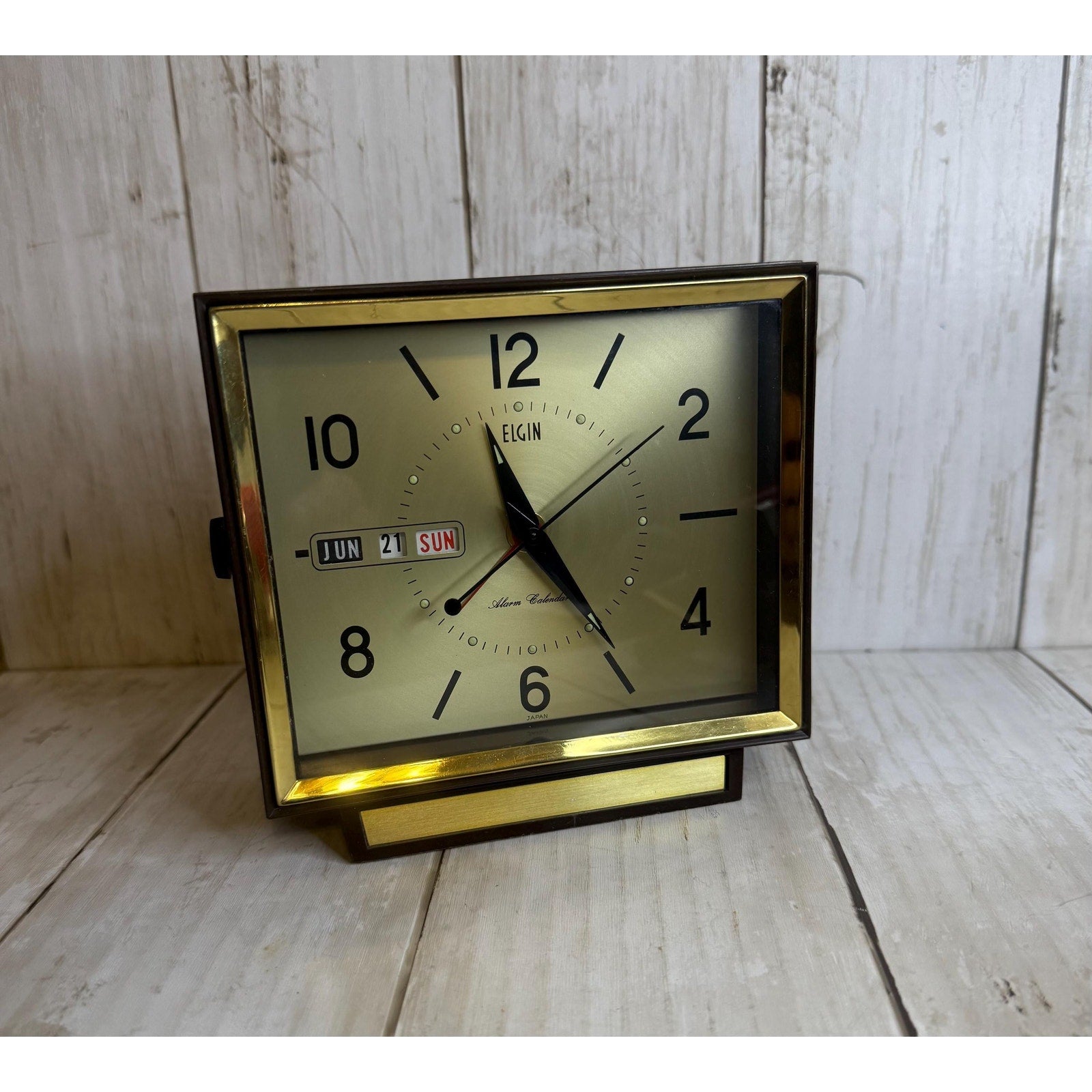 MCM Elgin Wind Up Date and Time Alarm Clock