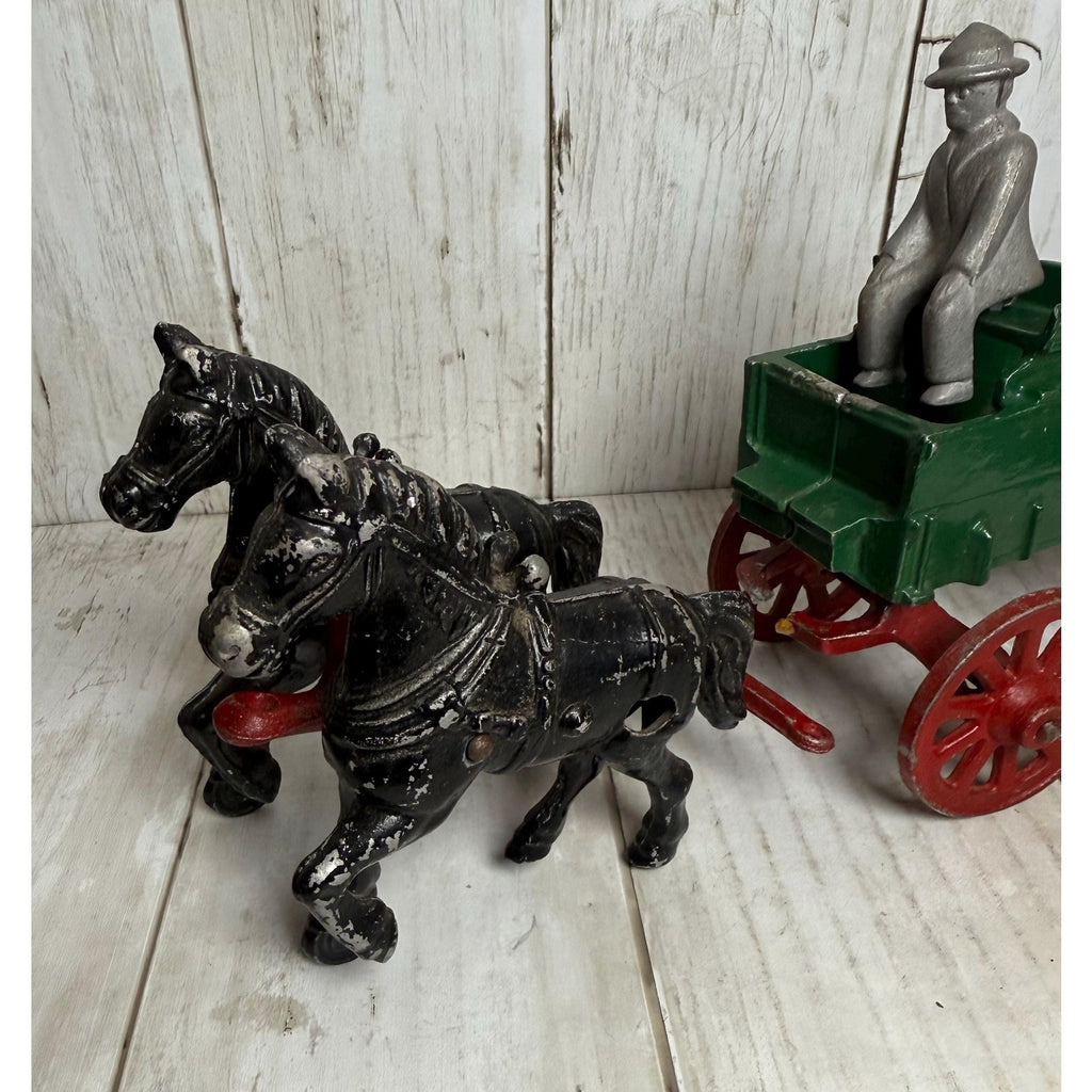 Stanley Horse Drawn Farm Hay Work Cast Wagon w/Driver Toy