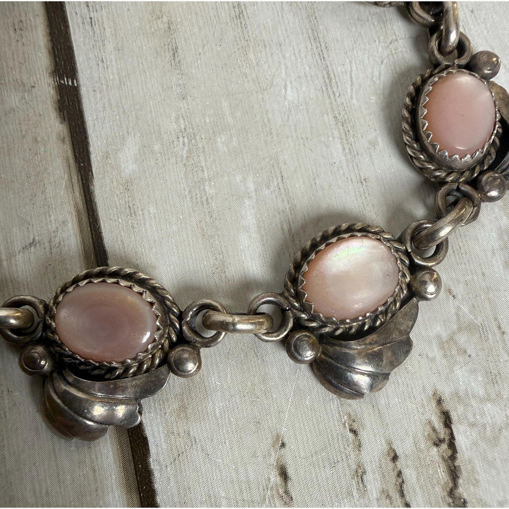 Navajo Silver and Mother of Pearl Small Bracelet and Earrings