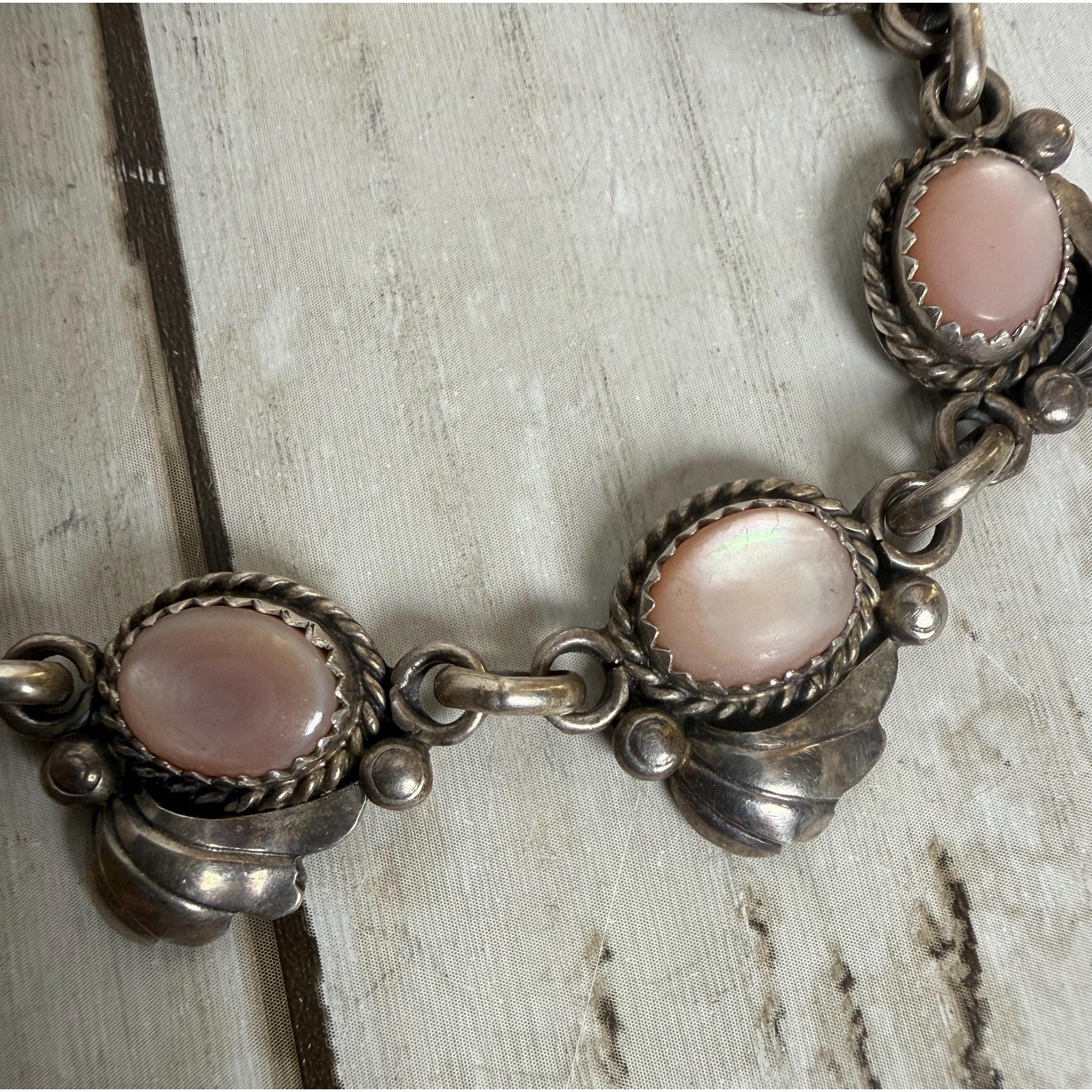 Navajo Silver and Mother of Pearl Small Bracelet and Earrings