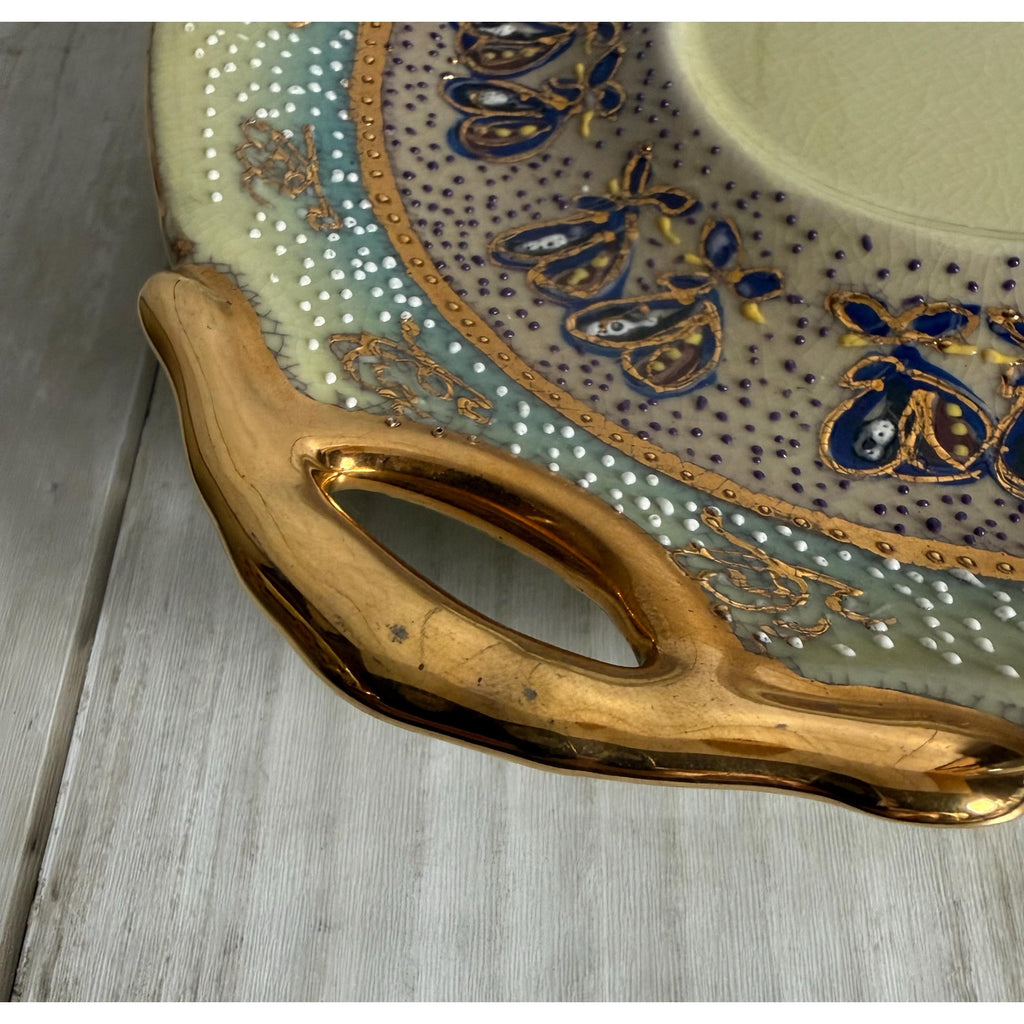 Hand Painted Satsuma Lidded Compote With Under Plate