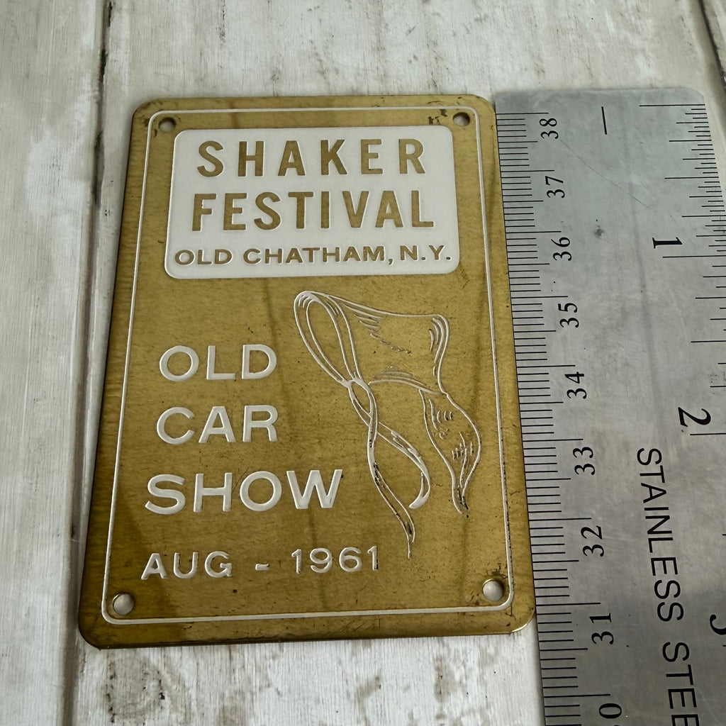 1961 Shaker Festival Old Chatham NY Car Show Dashboard Plaque