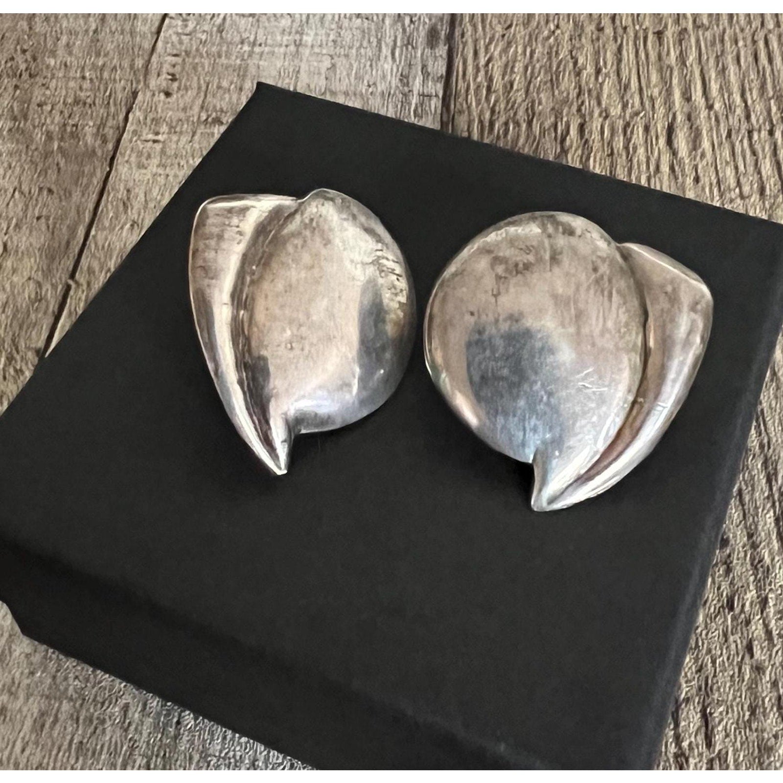 1940’s Modernist Silver Screw Back Earrings