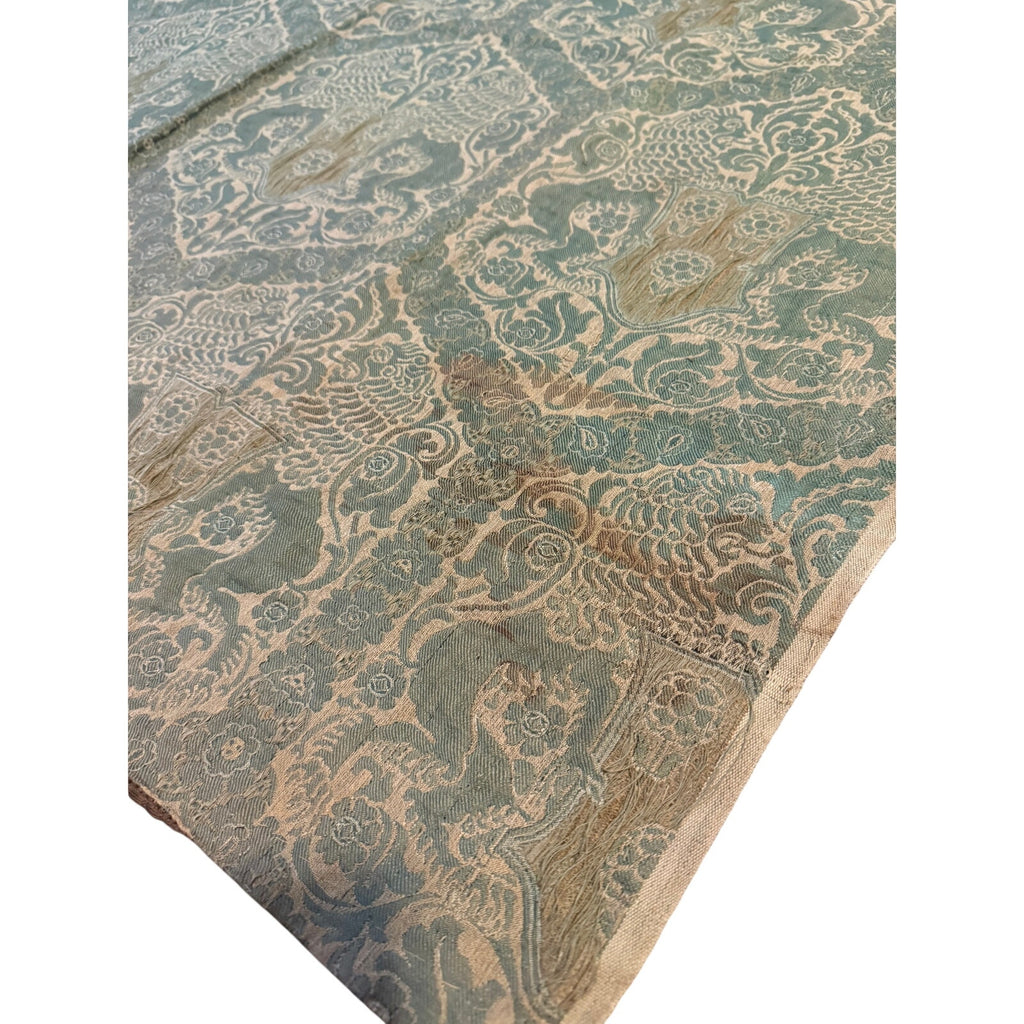 Vintage Green Damask Fabric Panel