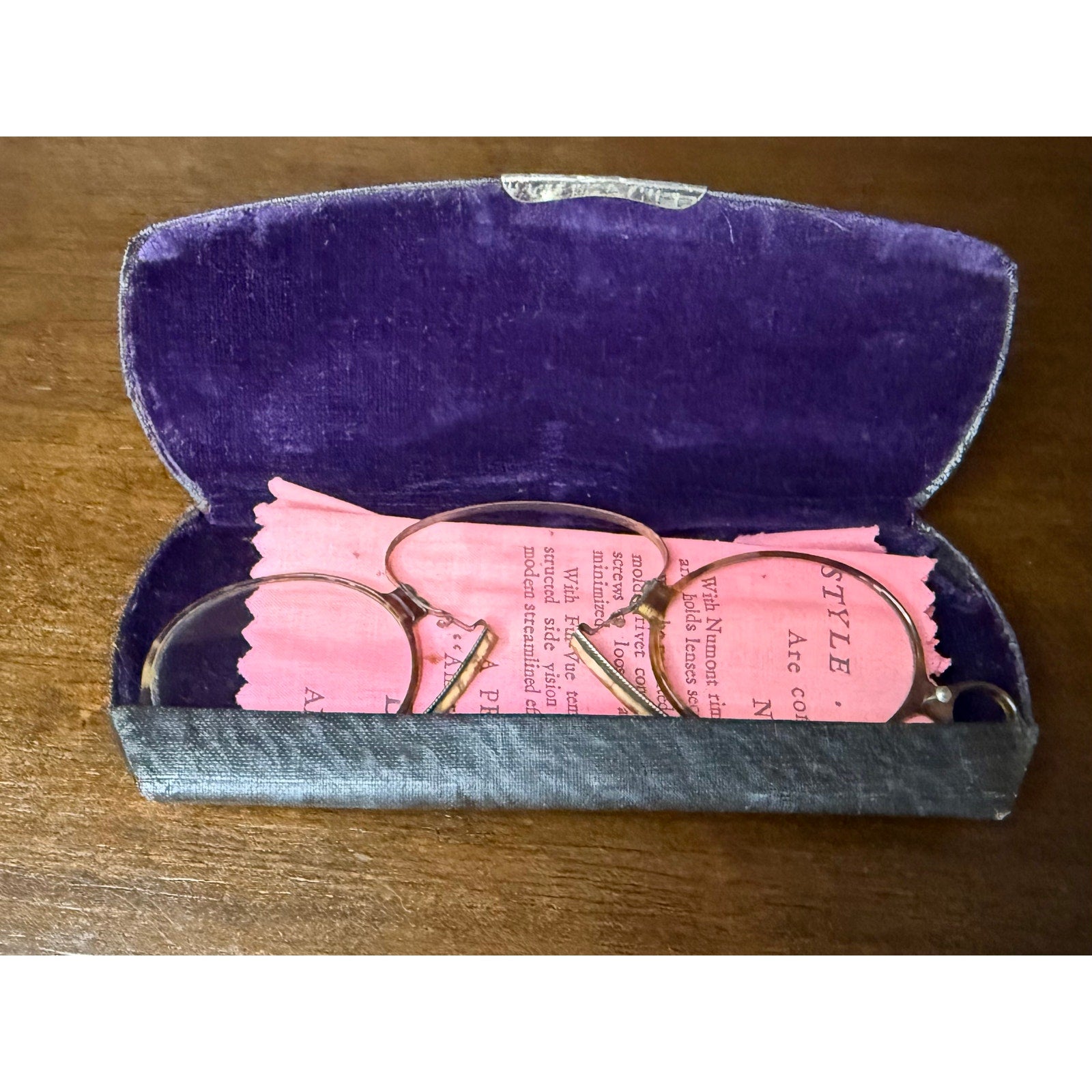 Antique Pince Nez Nose Clip Glasses w/ Tortoise Nose Pieces