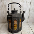 Antique Pewter and Painted Panel Chinese Teapot