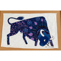 Original Belinda Lyon Bull OXFAM Irish Linen Tea Towel Unused Vintage 1970’s Funky Retro Wall Art Hanging