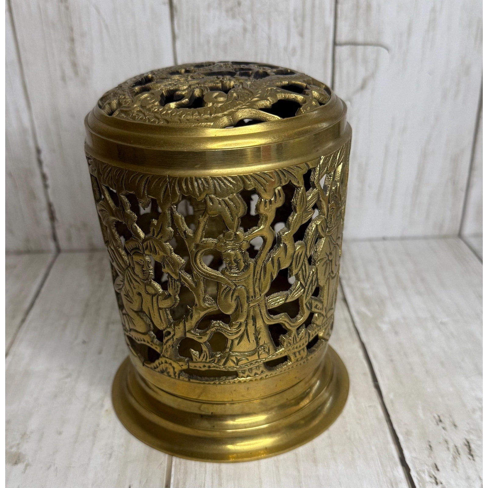 Brass Chinese Candle or Incense Holder