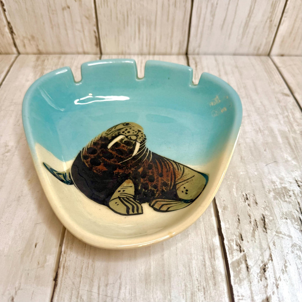 Matthew Adams MCM Signed Numbered Hand Painted Walrus Ceramic Ashtray