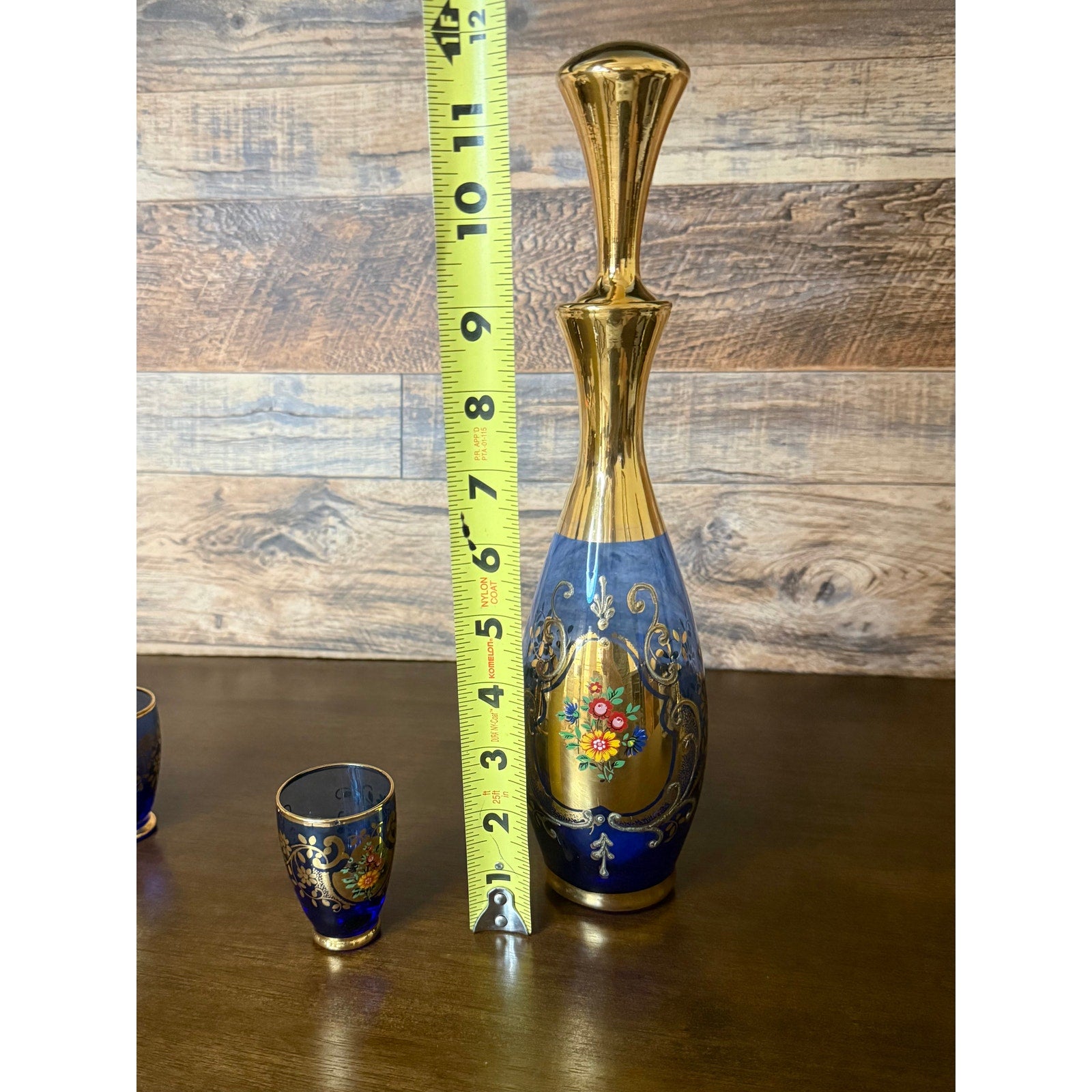"Tre Fuochi" (Three Fires) Style Cobalt Blue Glass Decanter Set