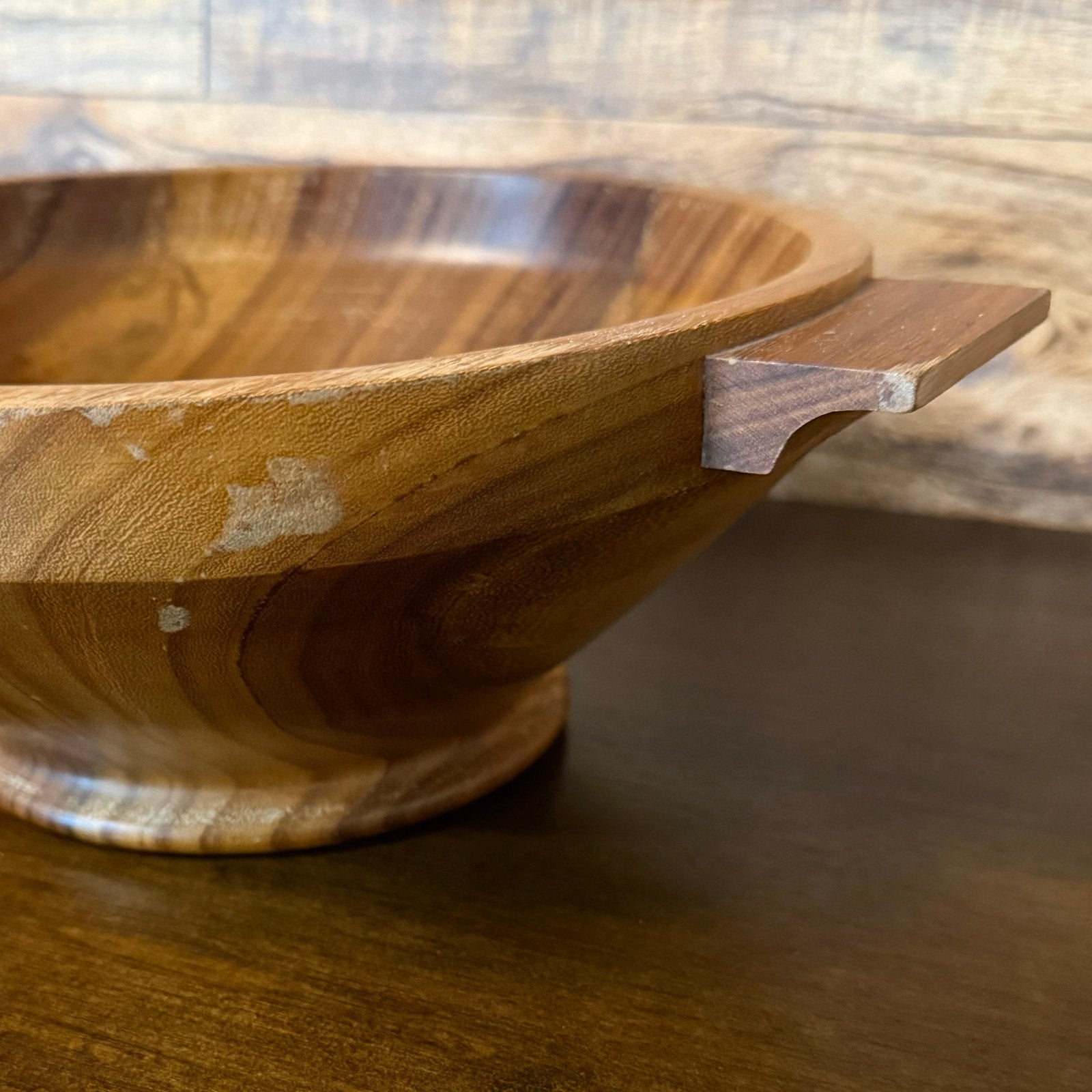 Turned Wood Pedestal Serving Bowl