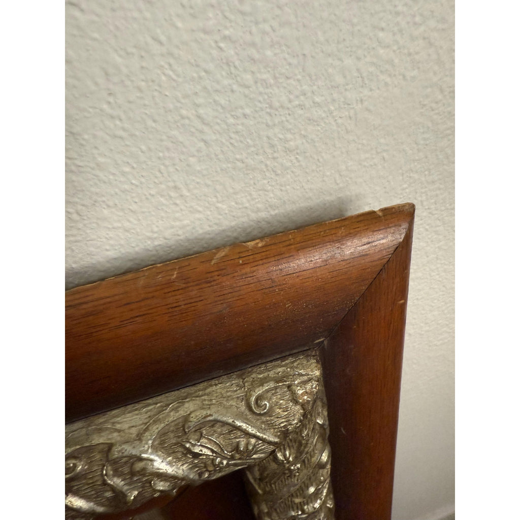 Antique Wood and Composition Frame with Picture