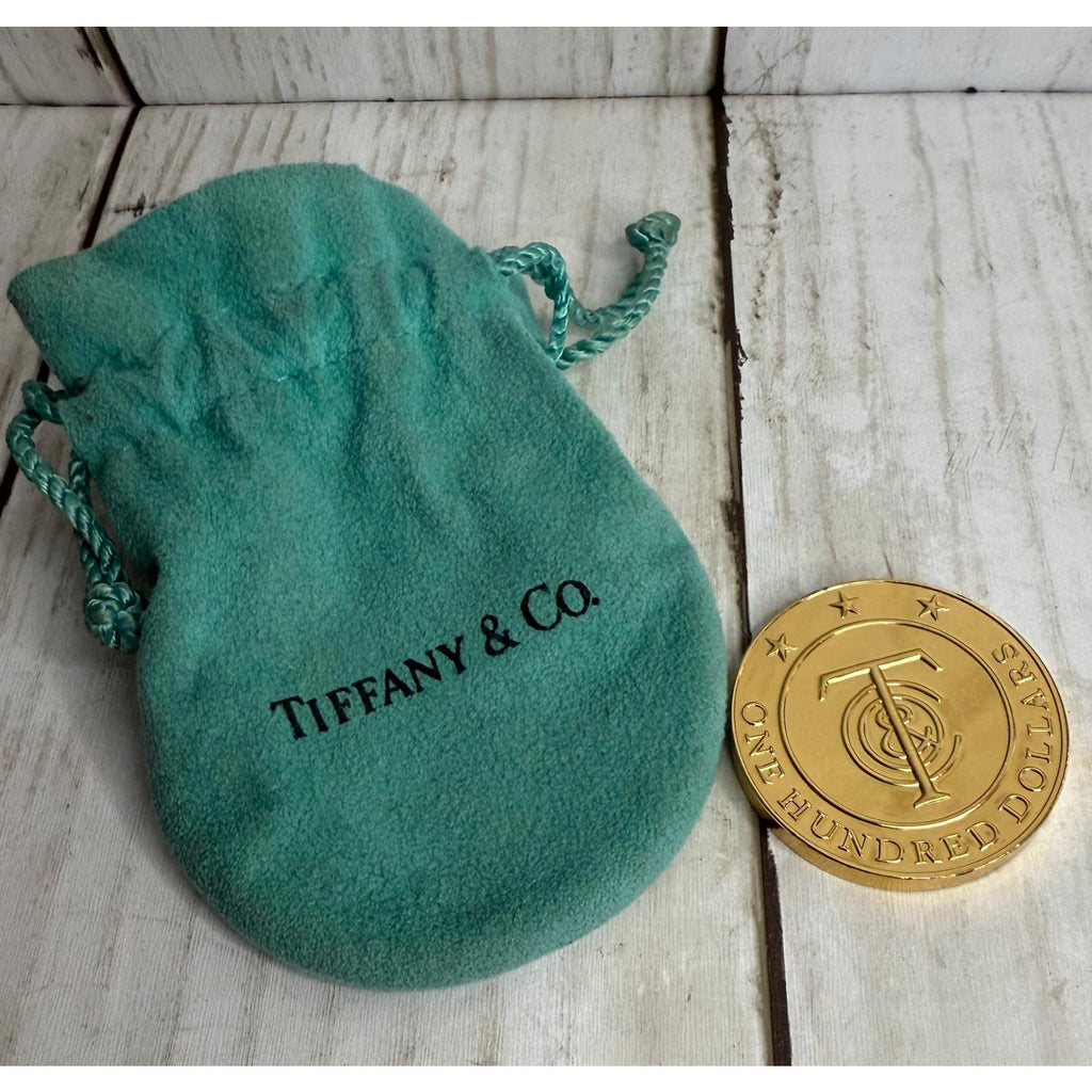 Tiffany and Co. 100 Dollar Gold Plated Token W/Pouch