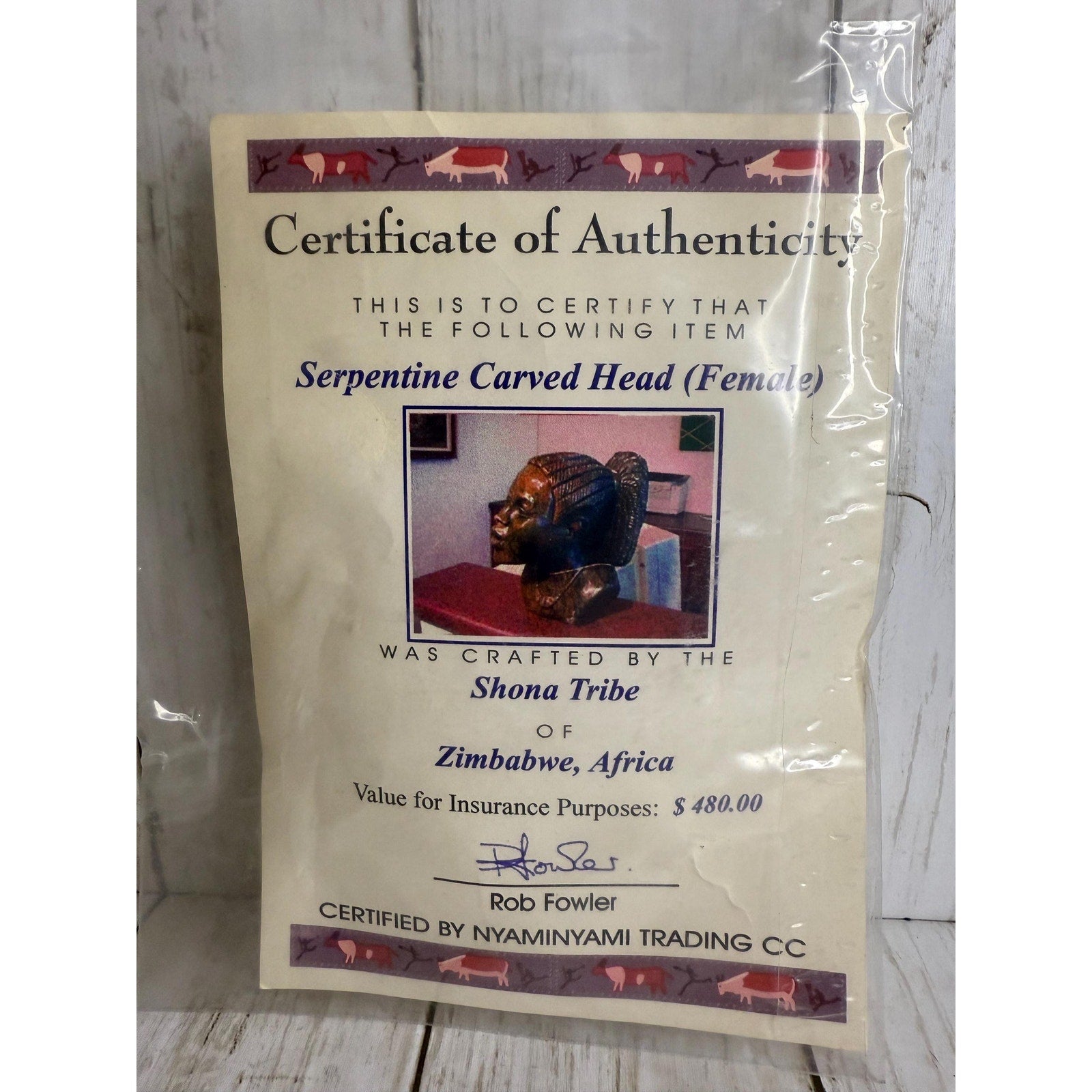 Shona Tribe Serpentine Head w/ COA