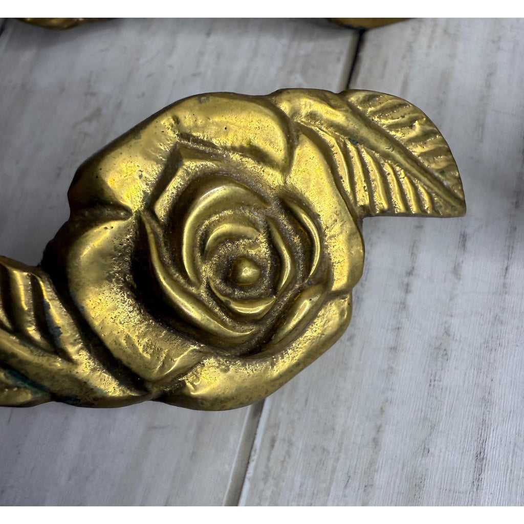 Rose Brass Napkin Rings, set of 4