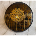 Otagiri OMC Lacquered Dish w/Lid Divided Liner 9" Black & Gold MCM Japan
