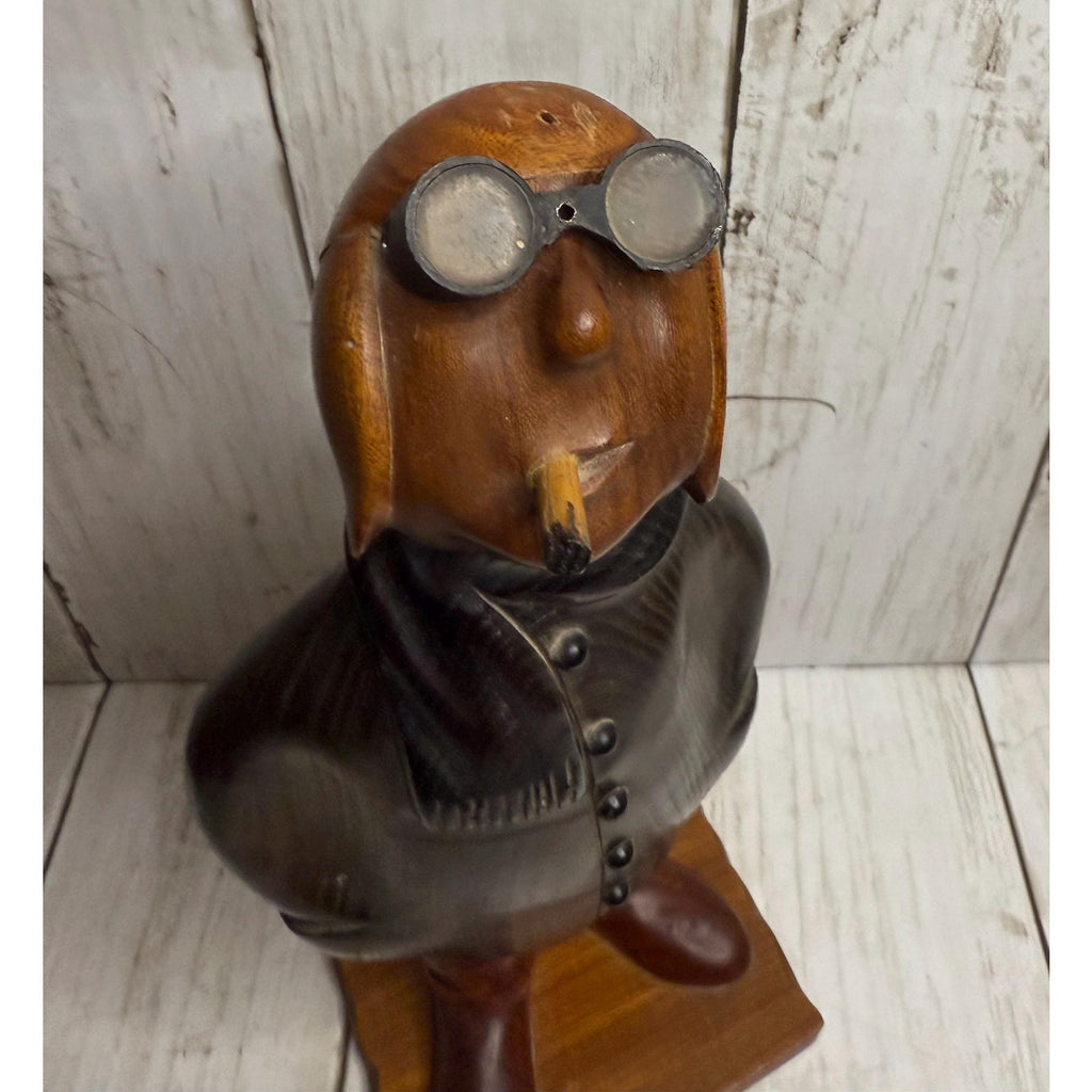 Hand Carved Wooden Pilot 11 inches