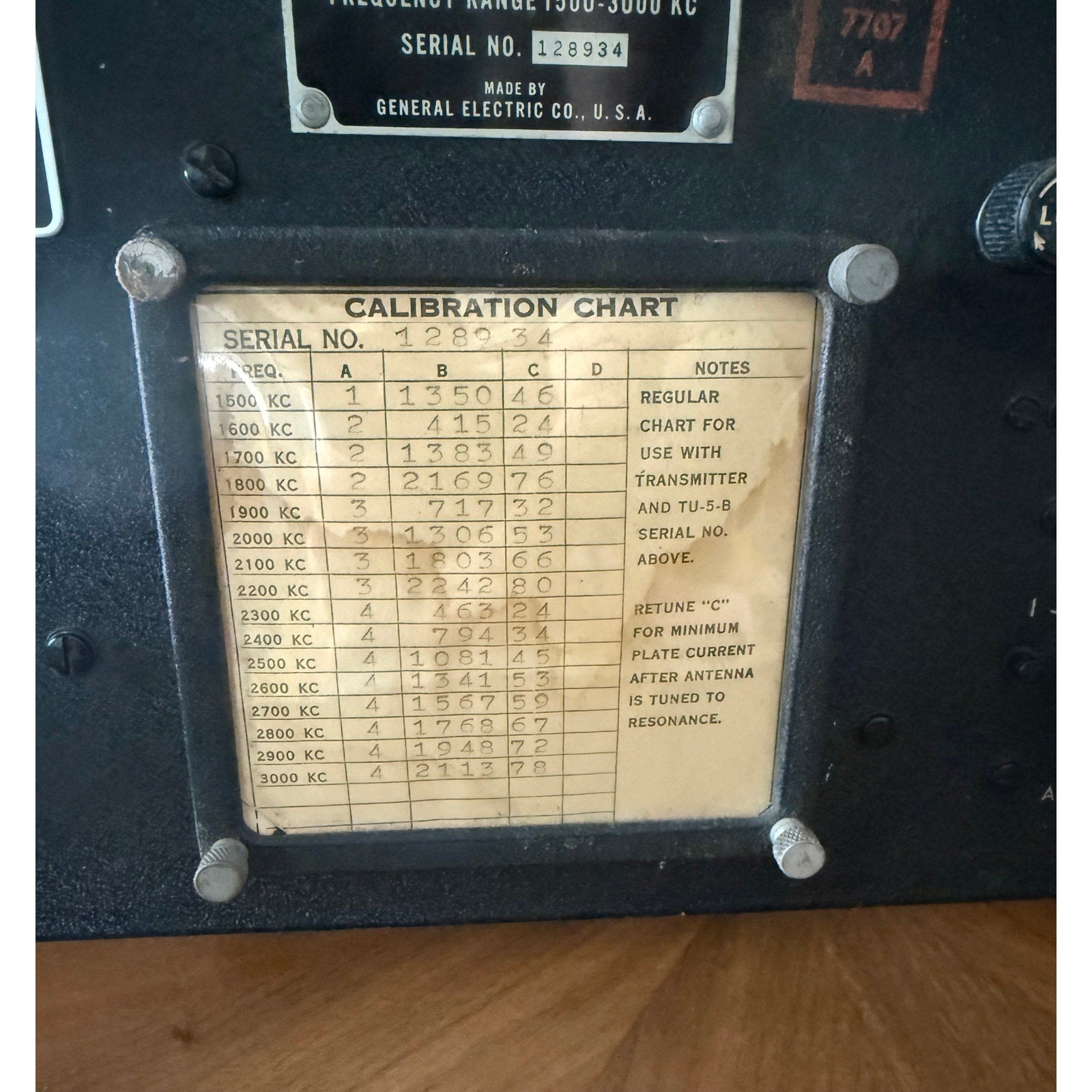General Electric TU-5-B Transmitter Tuning Unit