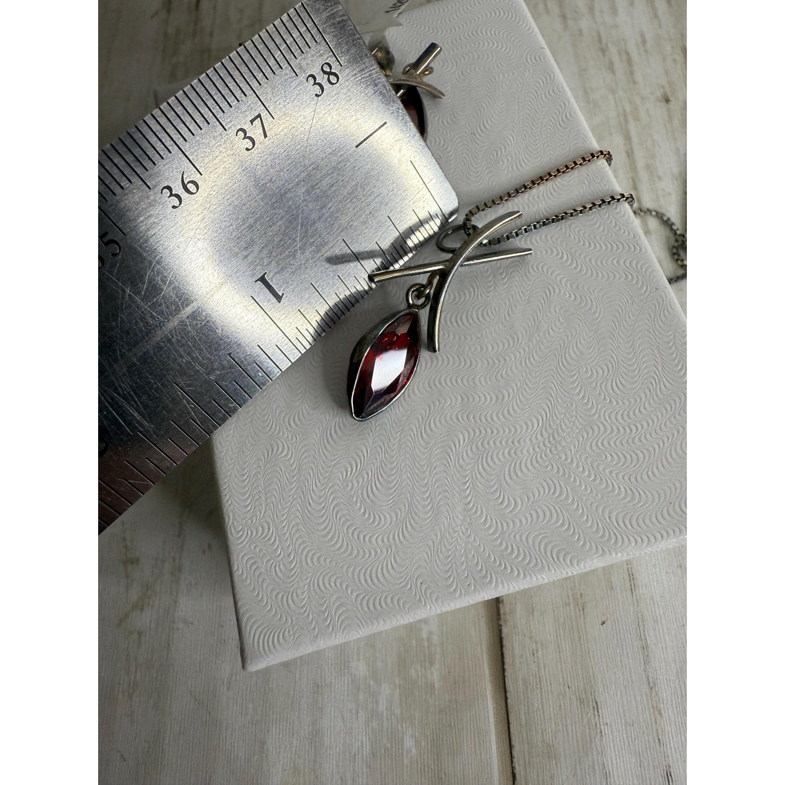 Silver and Garnet Earrings and Necklace