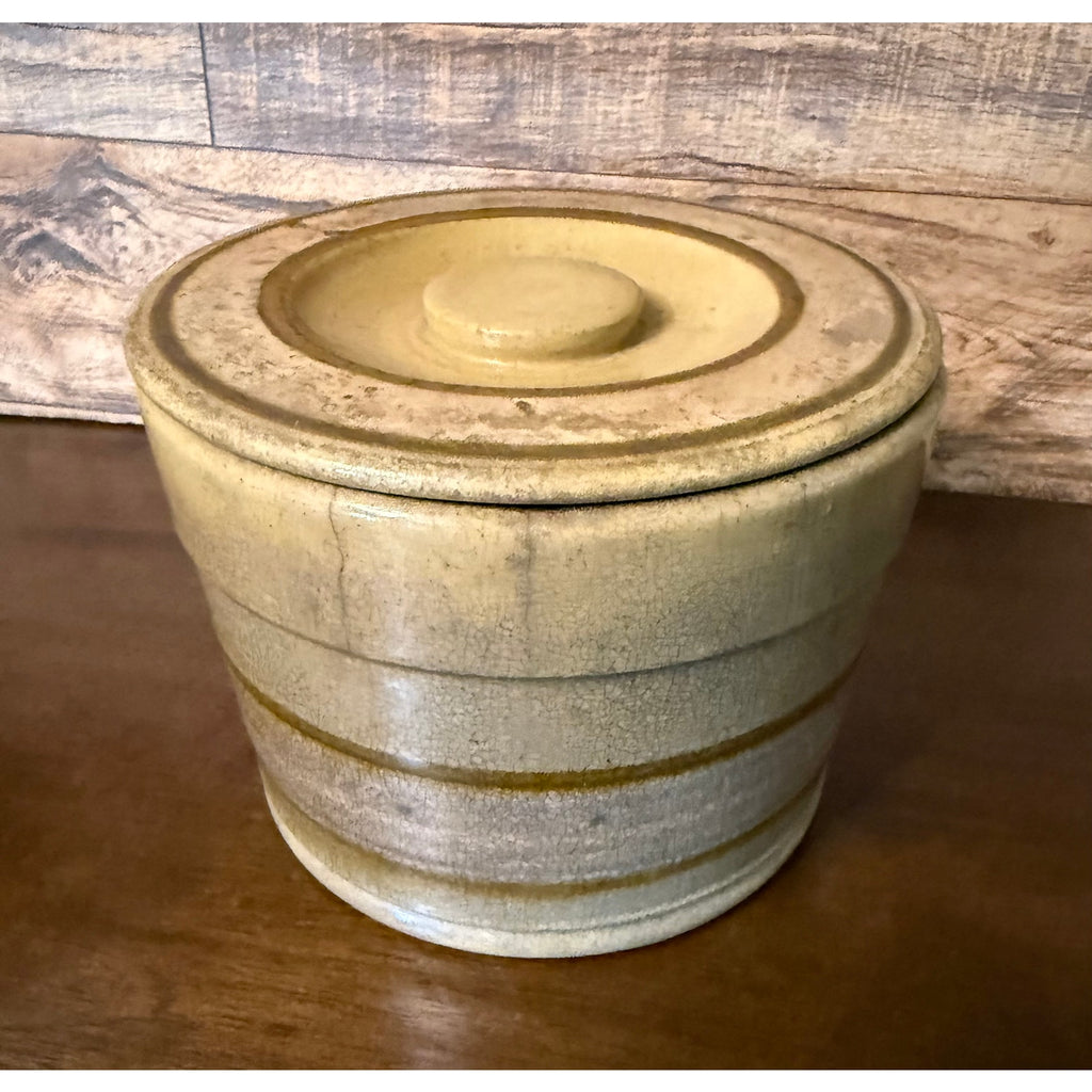 Yelloware Banded Butter Crock - see pictures