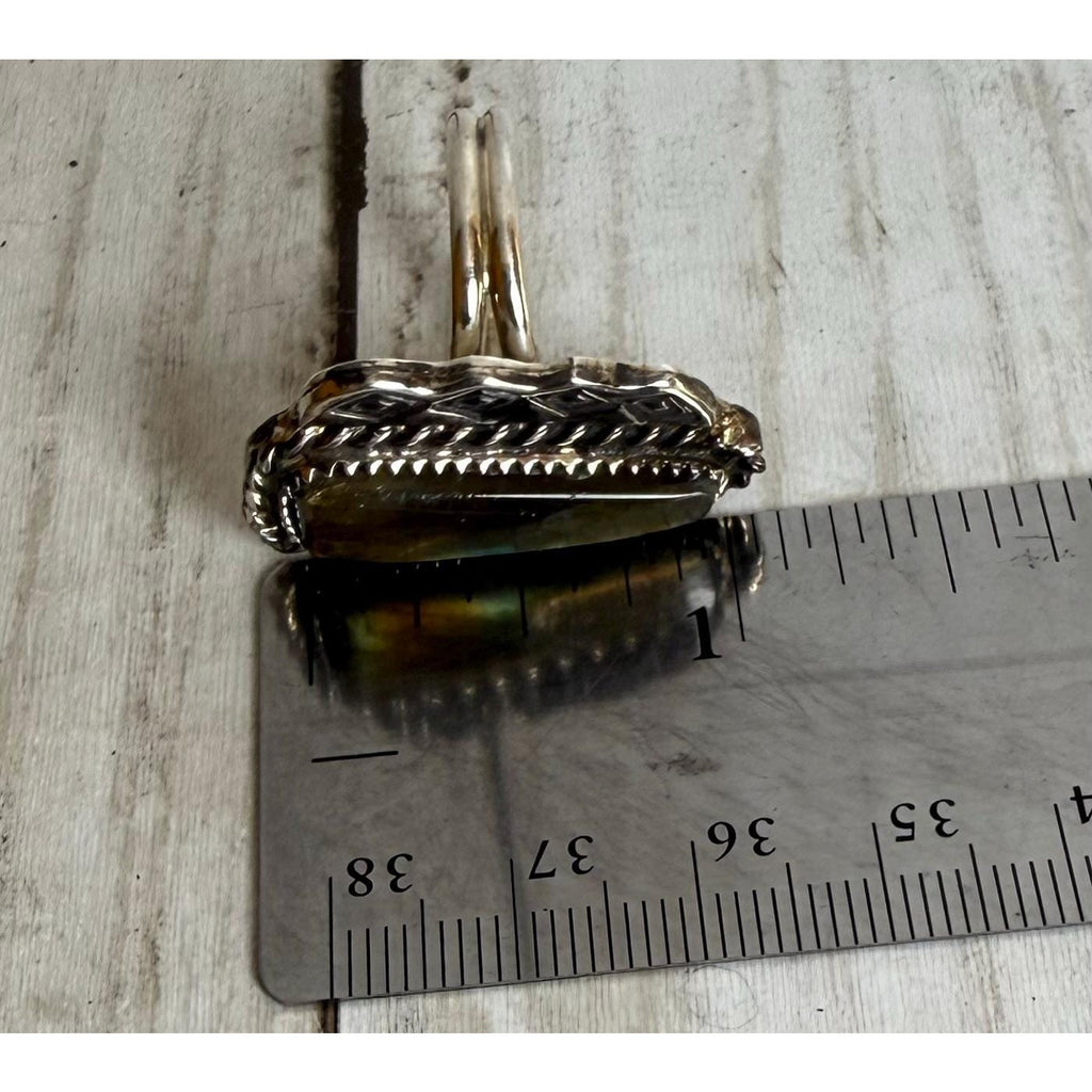 Labradorite and Sterling Ring 8 3/4