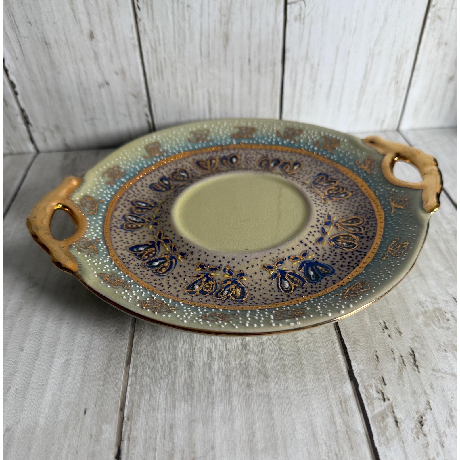 Hand Painted Satsuma Lidded Compote With Under Plate